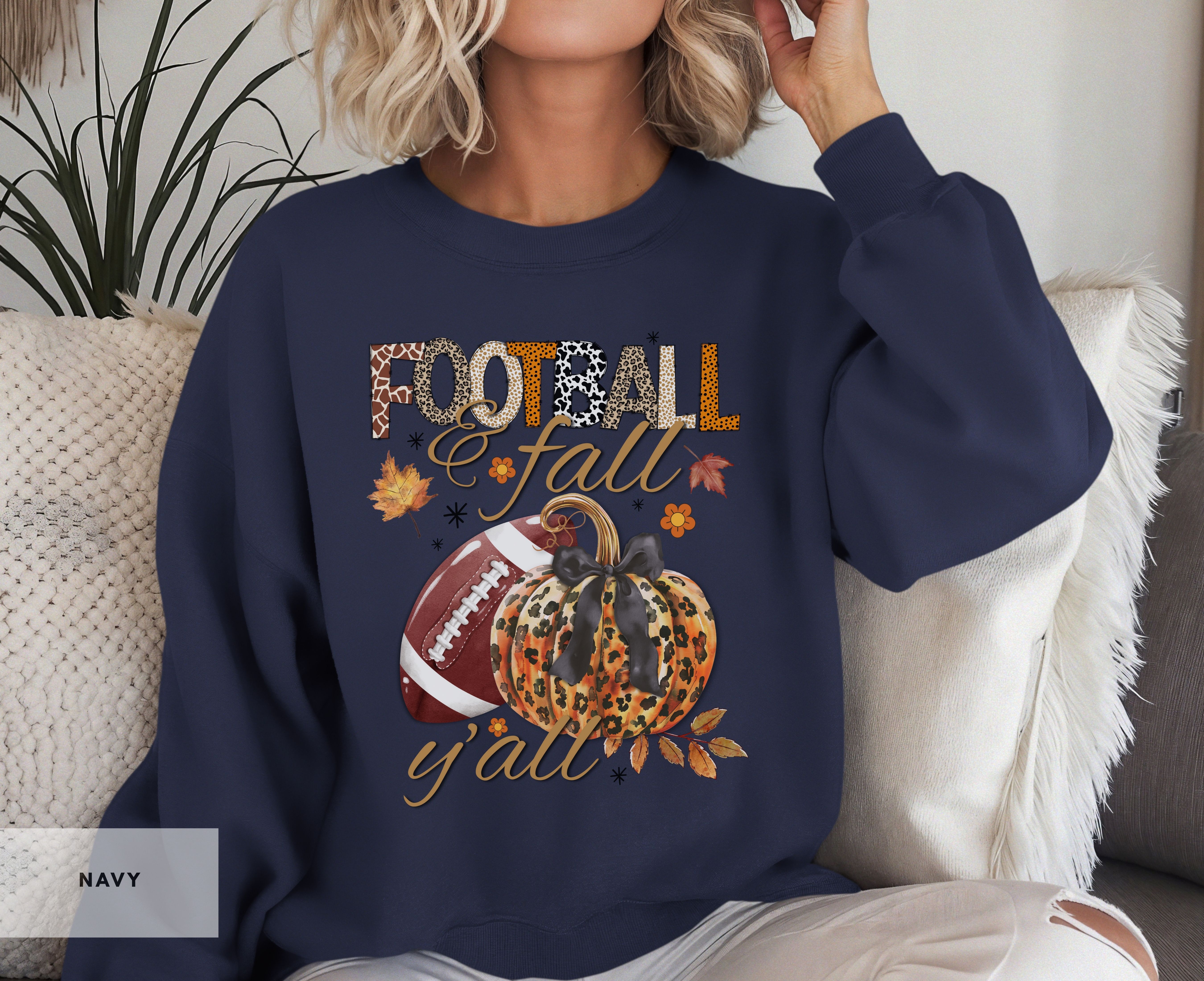 Cozy Fall Sweatshirt for Football Lovers, Fall Apparel, Unisex Crewneck, Gift for Her, Casual Autumn Outdoor Wear product thumbnail image