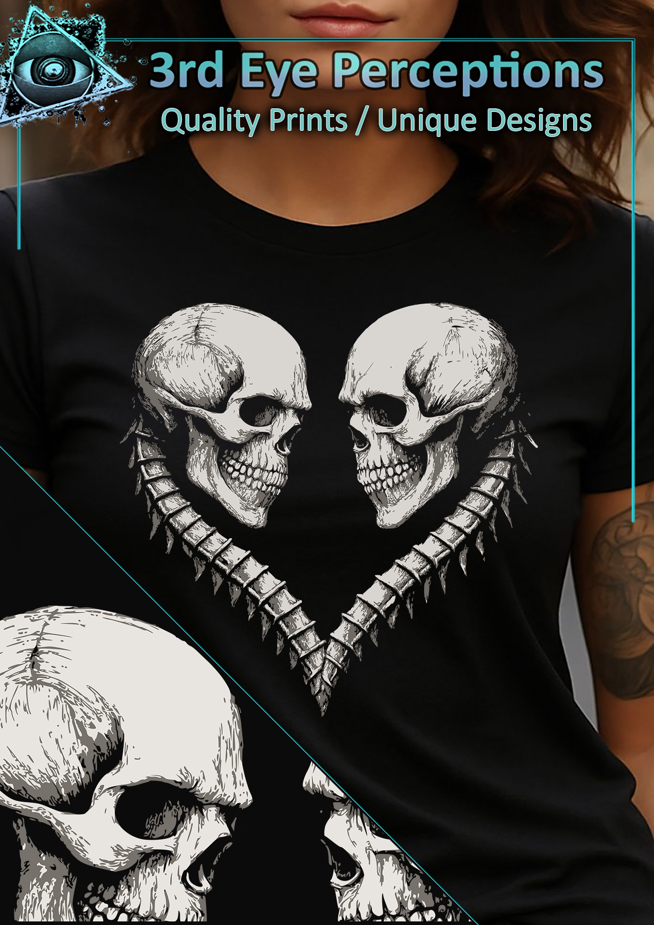 Skeleton Lovers Heart Vintage Gothic Romantic Skull Graphic