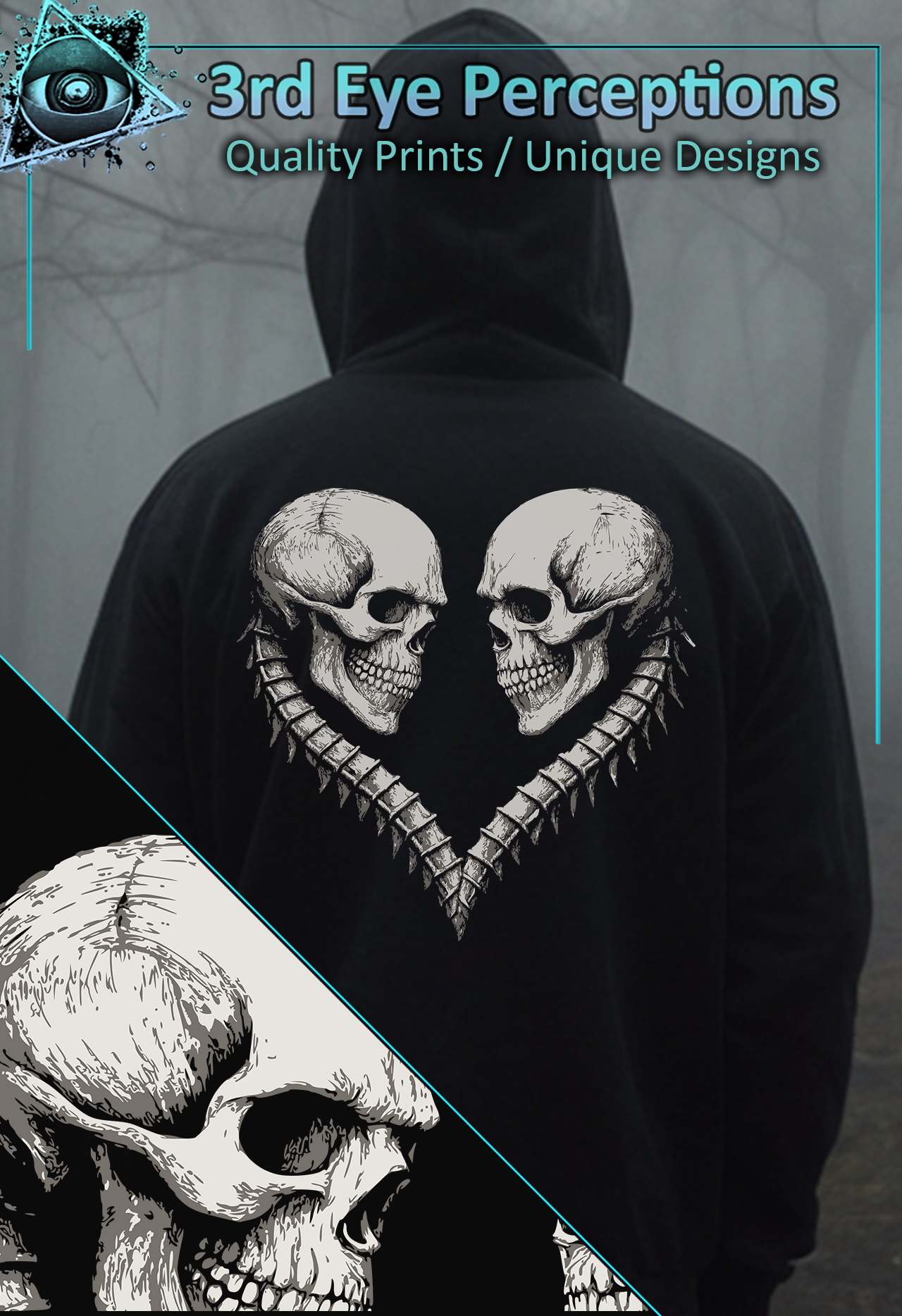 Skeleton Lovers Heart Vintage Gothic Romantic Skull Graphic ( Unisex Heavy Blend™ Hooded ) product thumbnail image