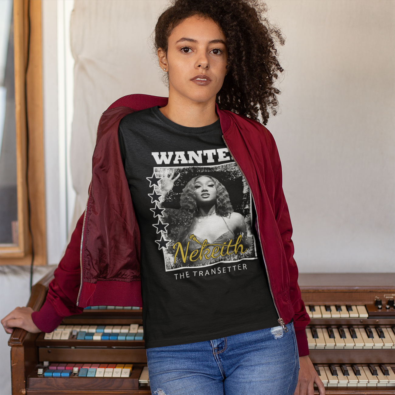 Wanted: The Transetter - NeKeith Unisex Cotton Tee product thumbnail image Wanted: The Transetter - NeKeith Unisex Cotton Tee product thumbnail image