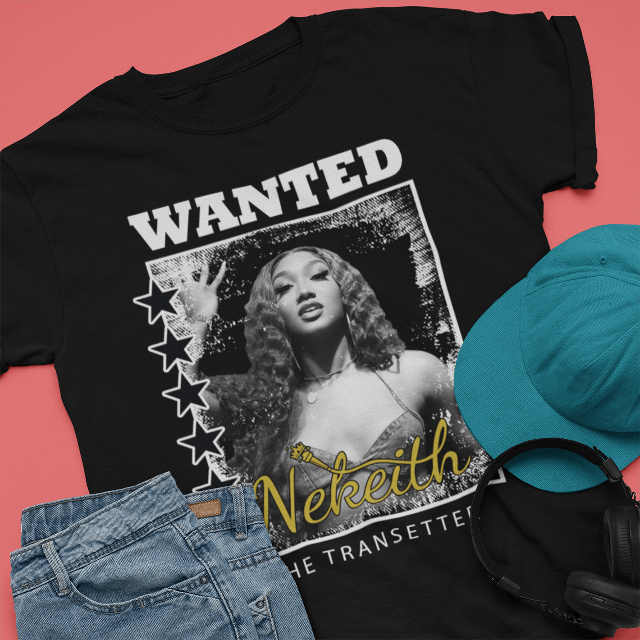 Wanted: The Transetter - NeKeith Unisex Cotton Tee product thumbnail image