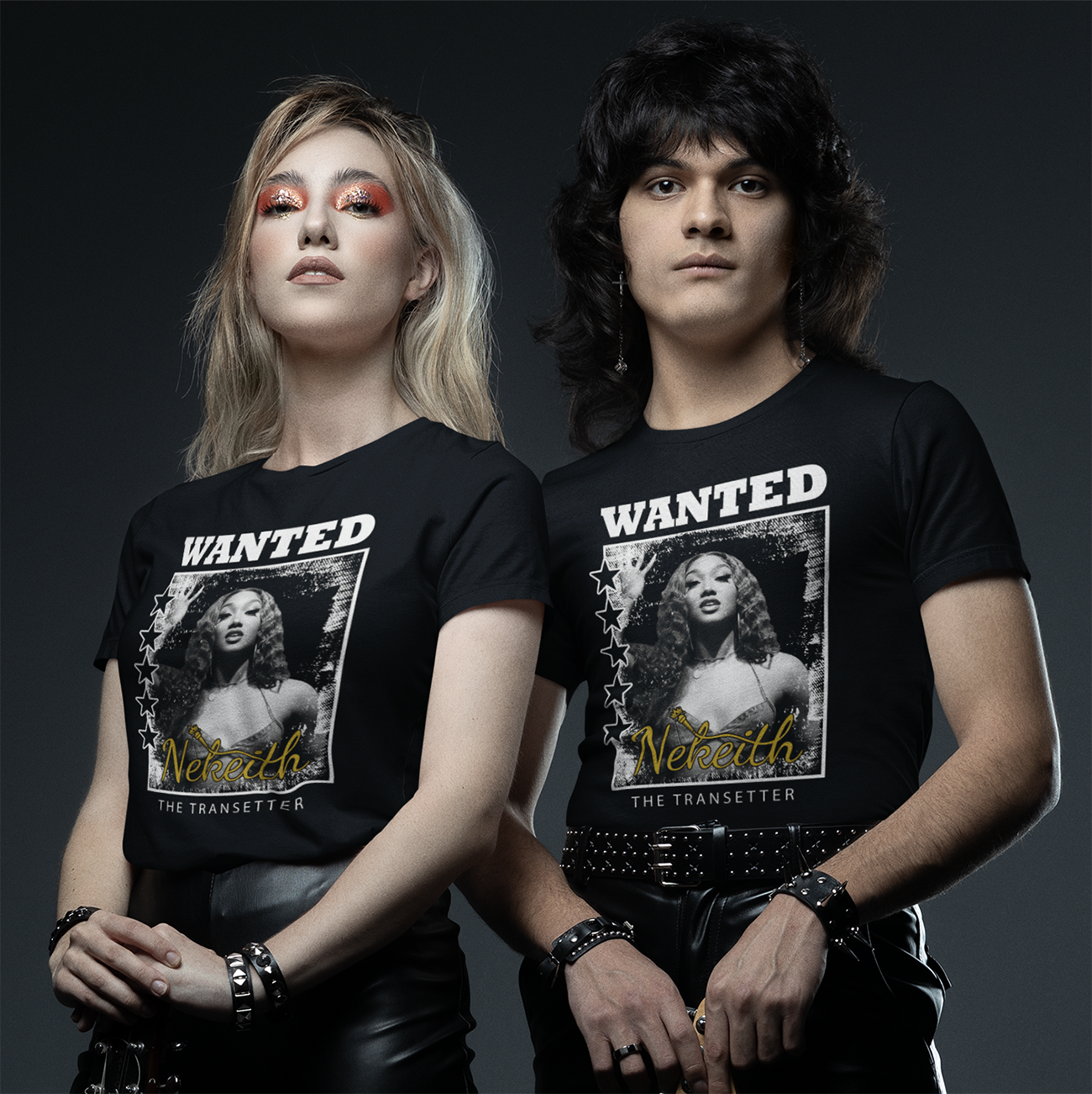 Wanted: The Transetter - NeKeith Unisex Cotton Tee product thumbnail image Wanted: The Transetter - NeKeith Unisex Cotton Tee product thumbnail image