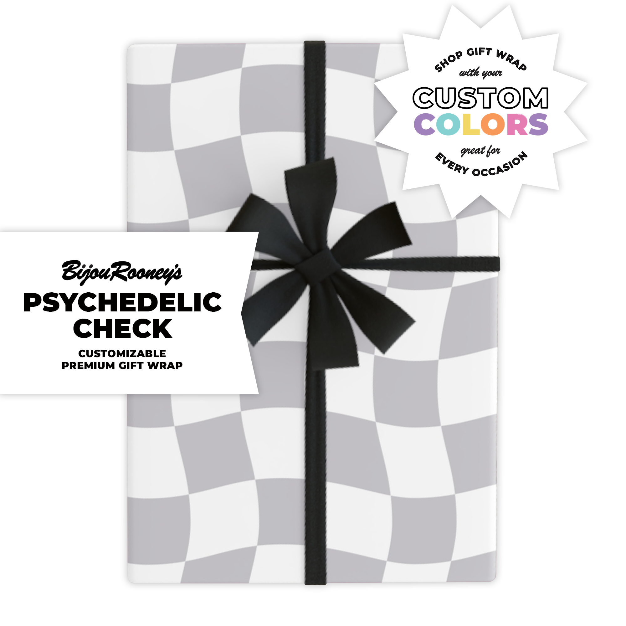 Psychedelic Check Gift Wrap in Your Custom Color Psychedelic Check Gift Wrap in Your Custom Color