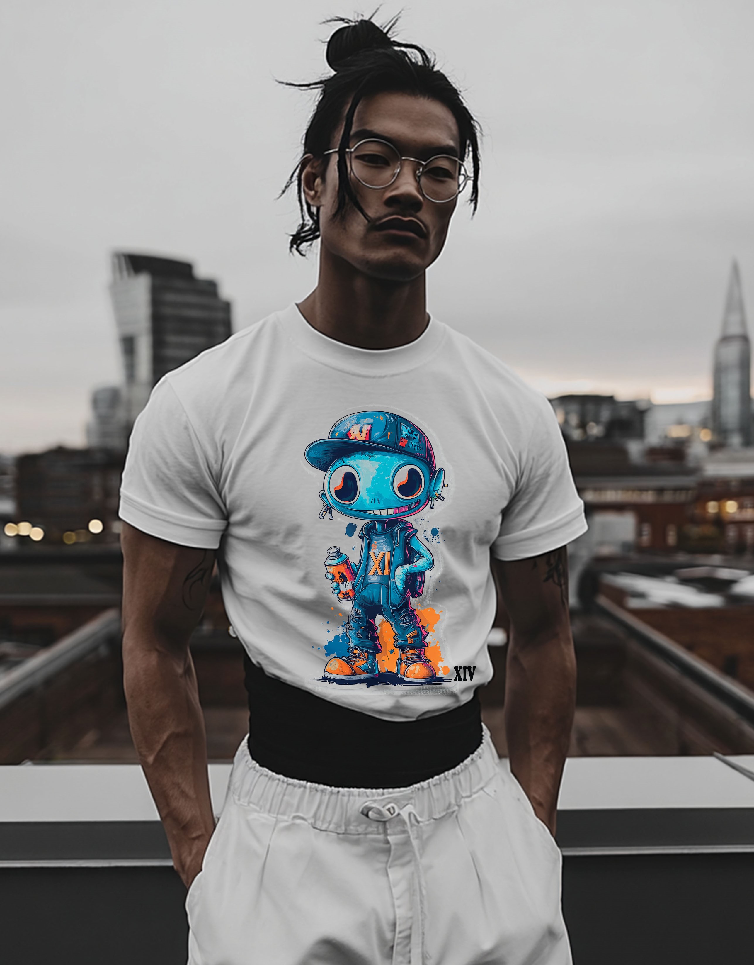 Graffiti Robot Art T-Shirt – Edgy Urban Streetwear Design