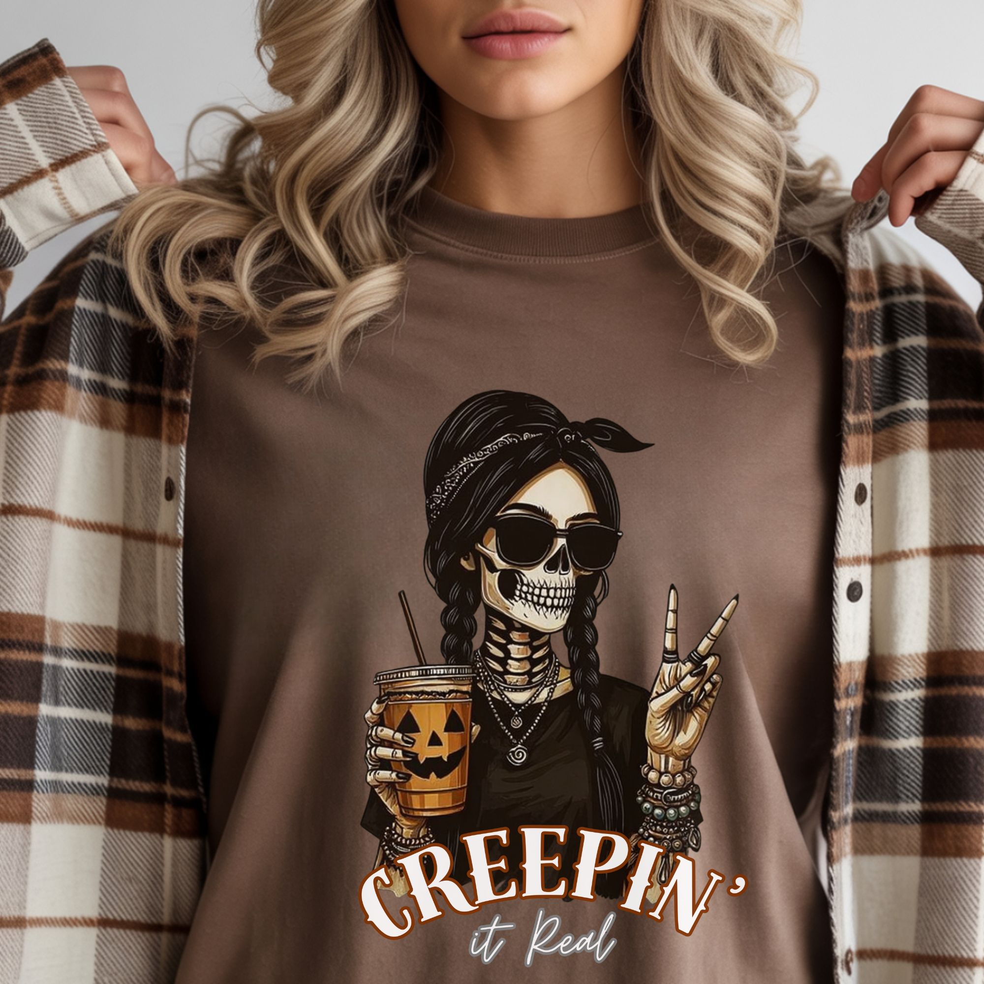 Creepin It Real Skeleton Coffee T-shirt product thumbnail image