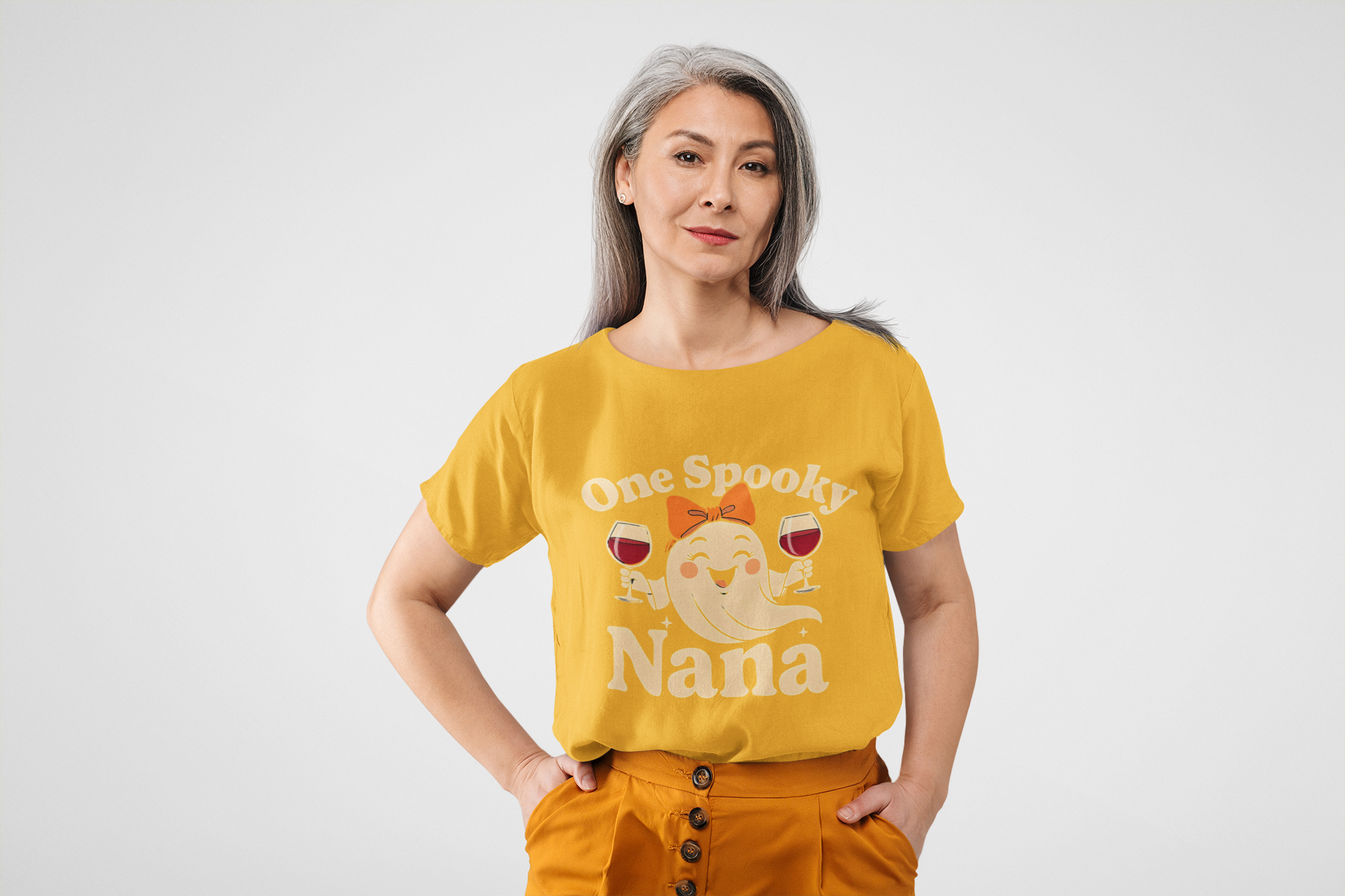 Spooky Grandma Tee - One Spooky Nana Halloween T-Shirt, Halloween Outfit, Ghost Tee, Family Gathering Shirt, Gift for Grandma product thumbnail image Spooky Grandma Tee - One Spooky Nana Halloween T-Shirt, Halloween Outfit, Ghost Tee, Family Gathering Shirt, Gift for Grandma product thumbnail image