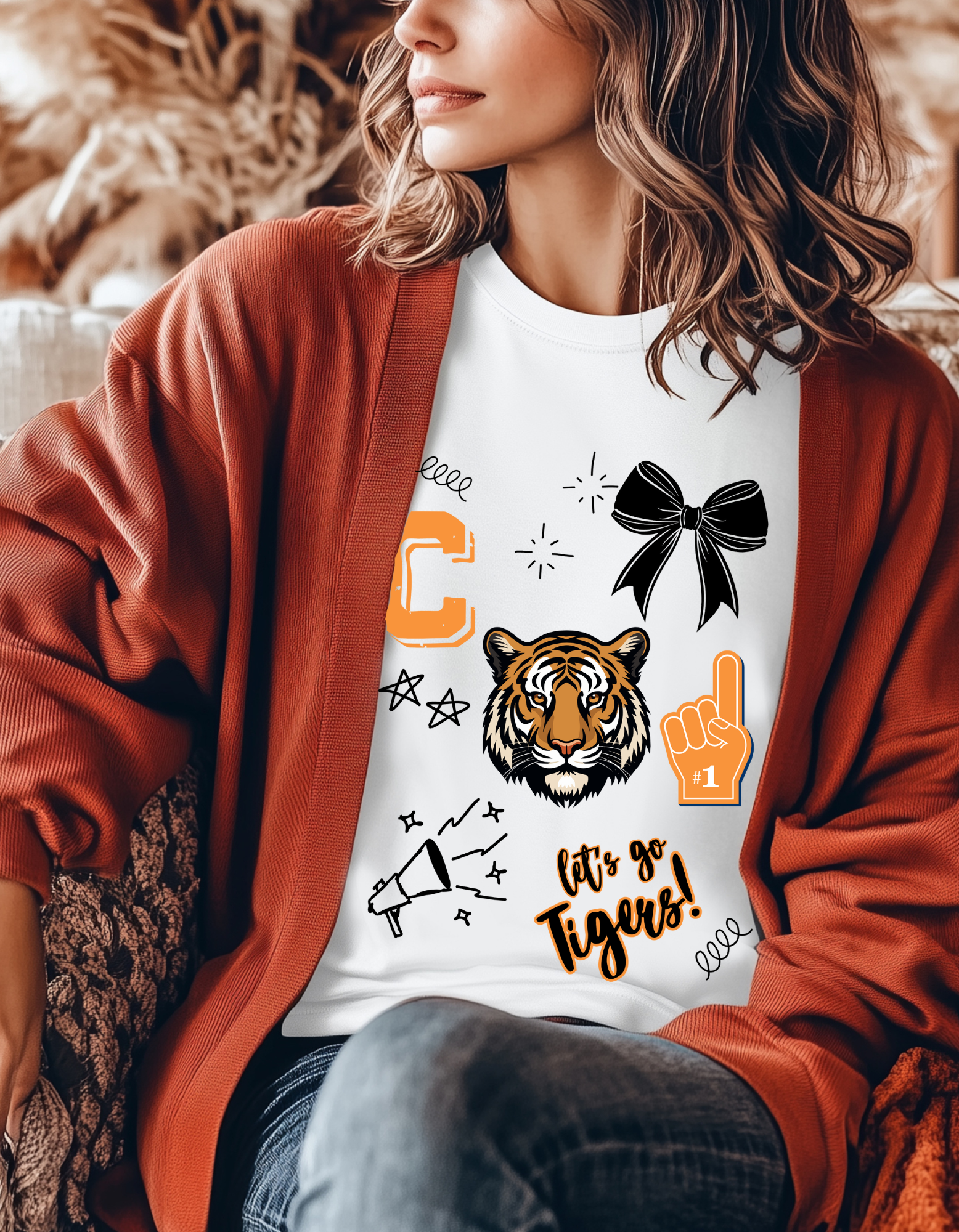 Tiger Pride Team Spirit Tee, Fan Apparel, Unisex Sports T-Shirt, School Spirit Gear, Game Day Outfit, Gift for Cheerleaders product thumbnail image
