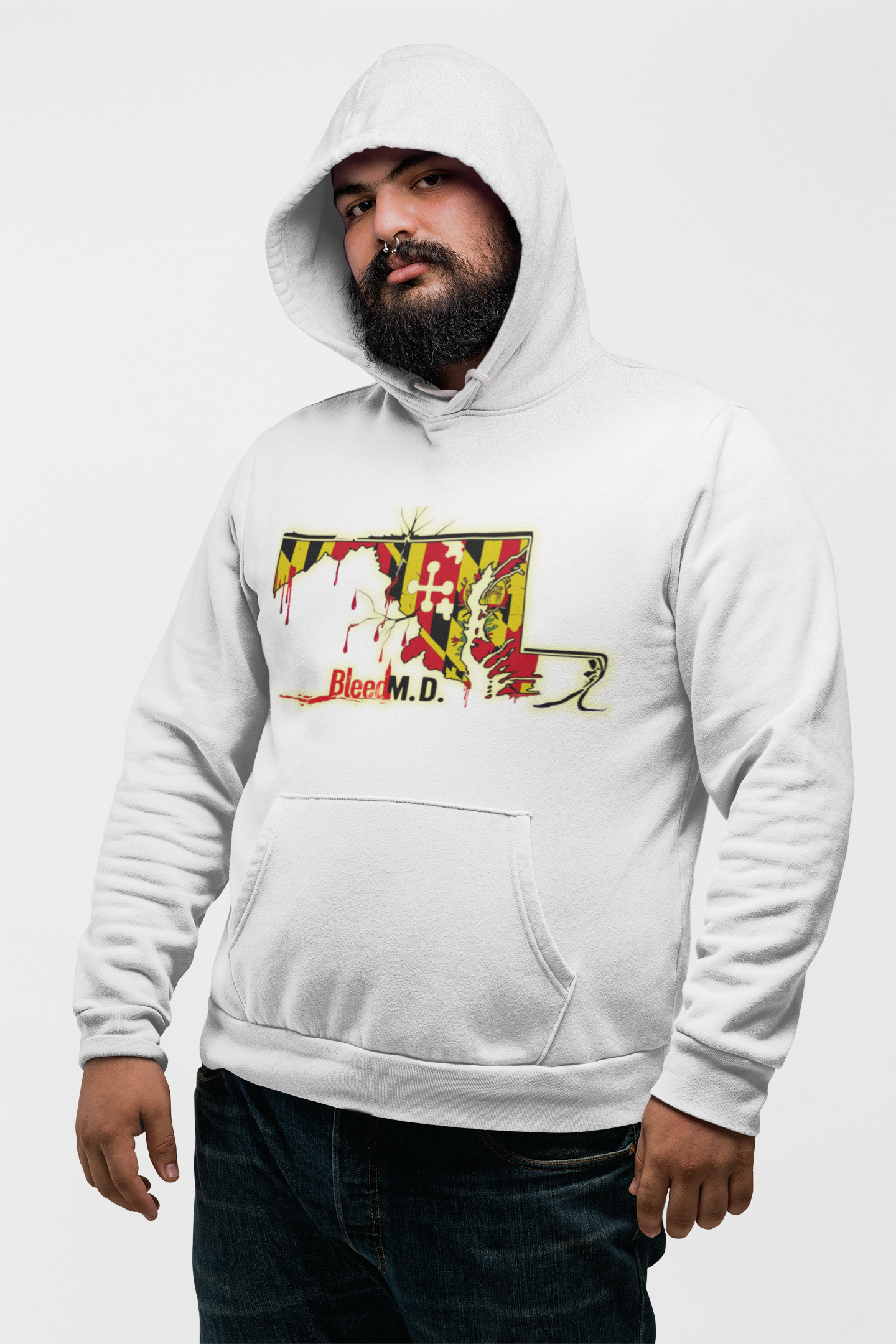 "Bleed Maryland" Pride Design Hooded Sweatshirt product thumbnail image "Bleed Maryland" Pride Design Hooded Sweatshirt product thumbnail image