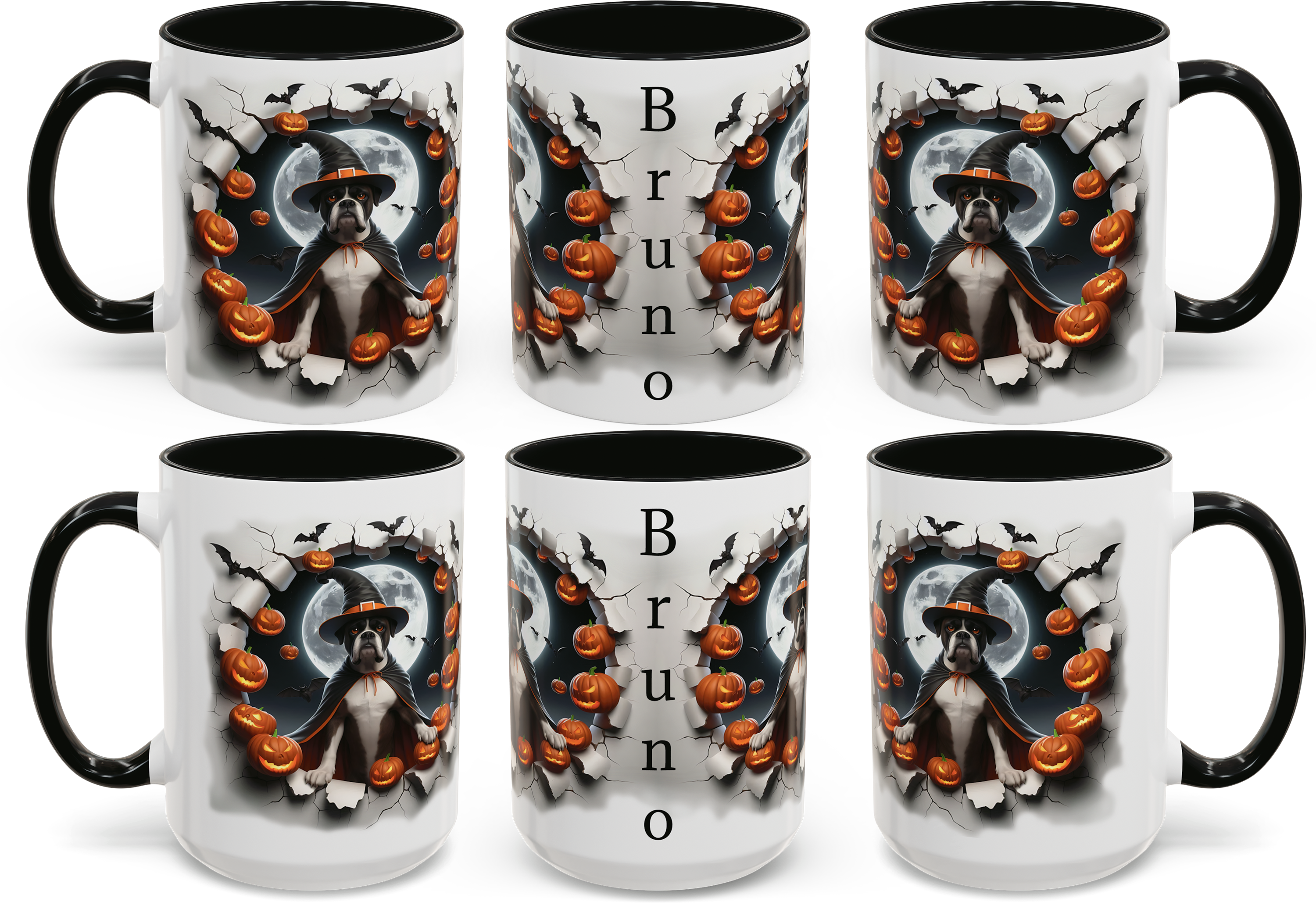 Halloween Personalized Boxer-Themed Mug, Custom Coffee Cup for Dog Lovers, Spooky Gift for Pet Owners, Fall Decor, Halloween Gift