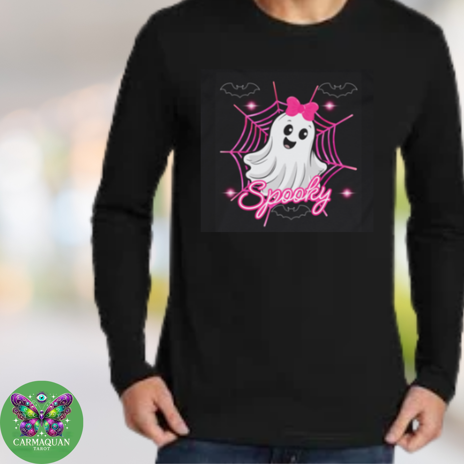 Spooky Ghost Long Sleeve Tee – Halloween Shirt, Cute Ghost Top, Festive Unisex Apparel product thumbnail image Spooky Ghost Long Sleeve Tee – Halloween Shirt, Cute Ghost Top, Festive Unisex Apparel product thumbnail image