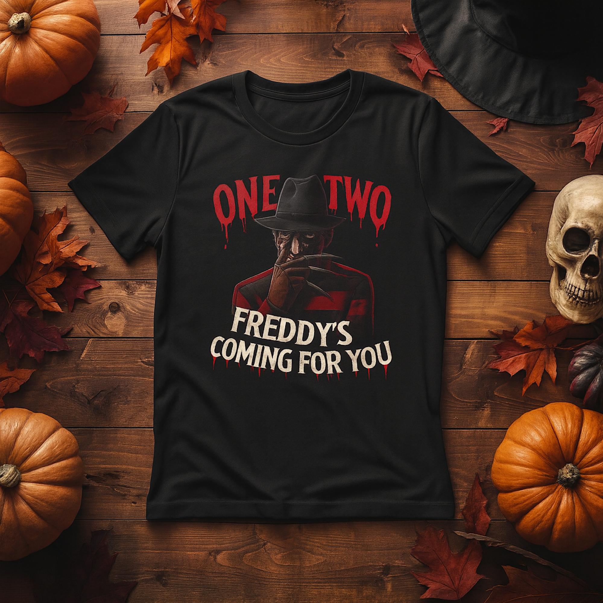 Freddy Krueger T-Shirt One Two Nightmare Horror Halloween Tee Scary Movie Shirt