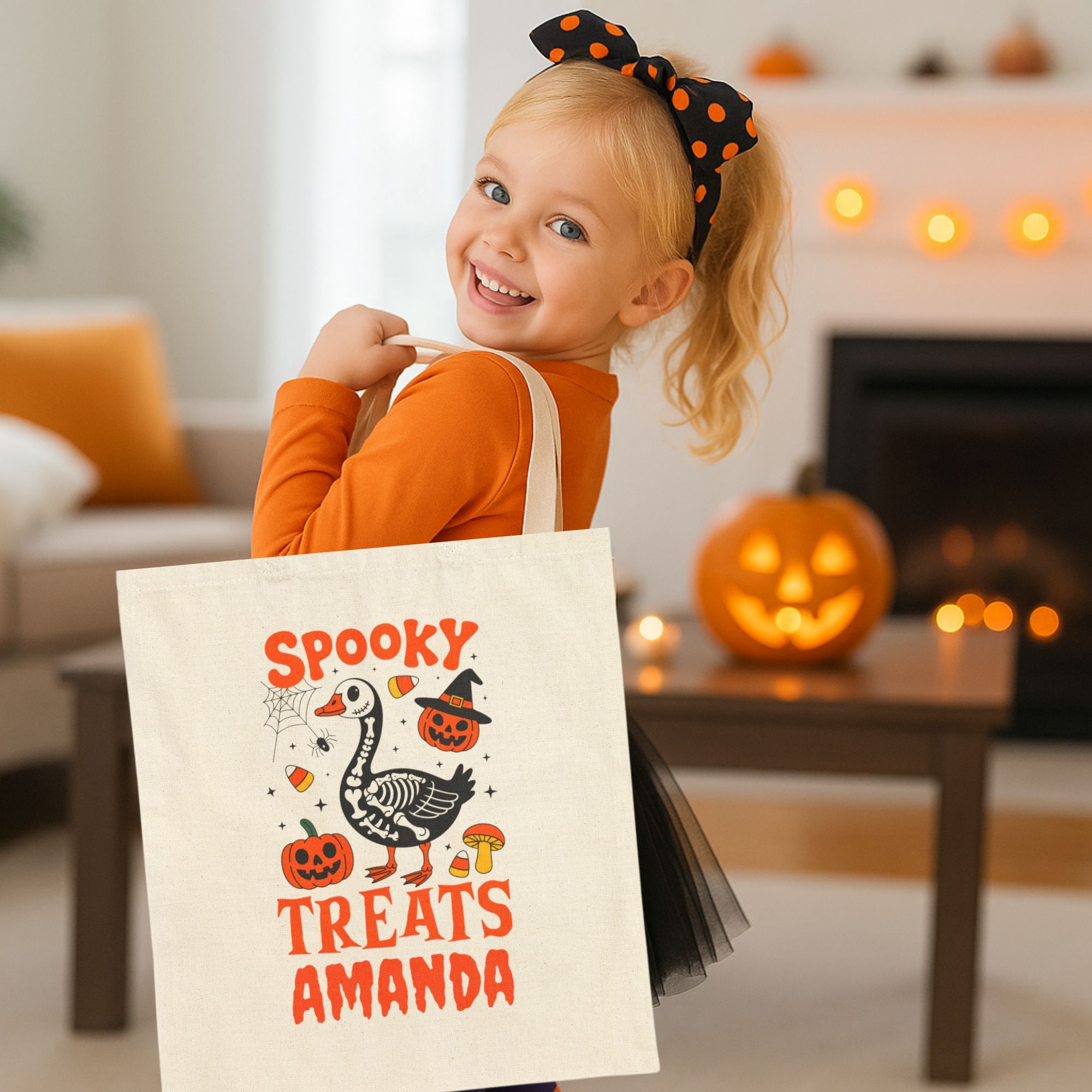 Personalized Goose Trick or Treat Tote Bag