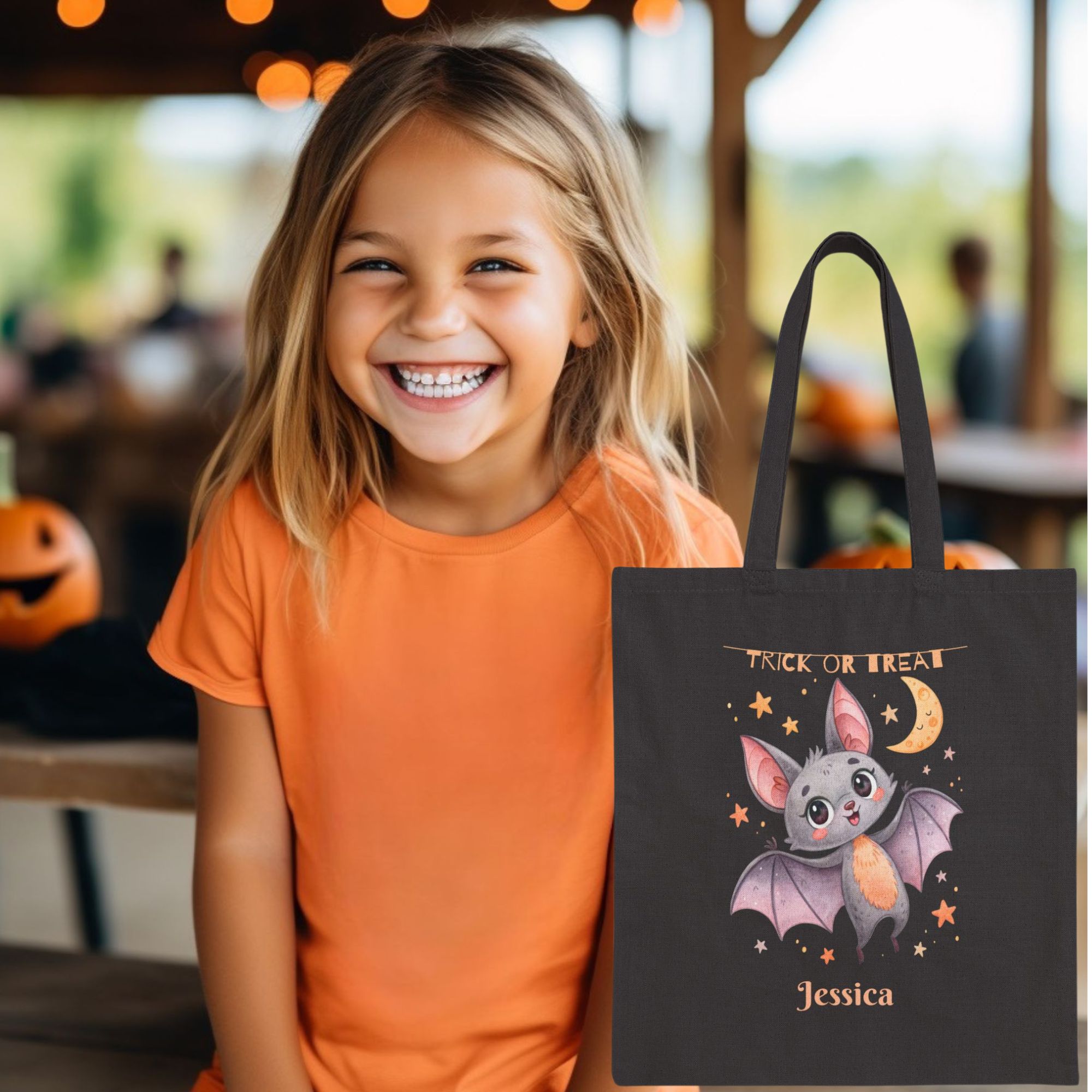 Halloween Bat Personalized Trick or Treat Bag product thumbnail image