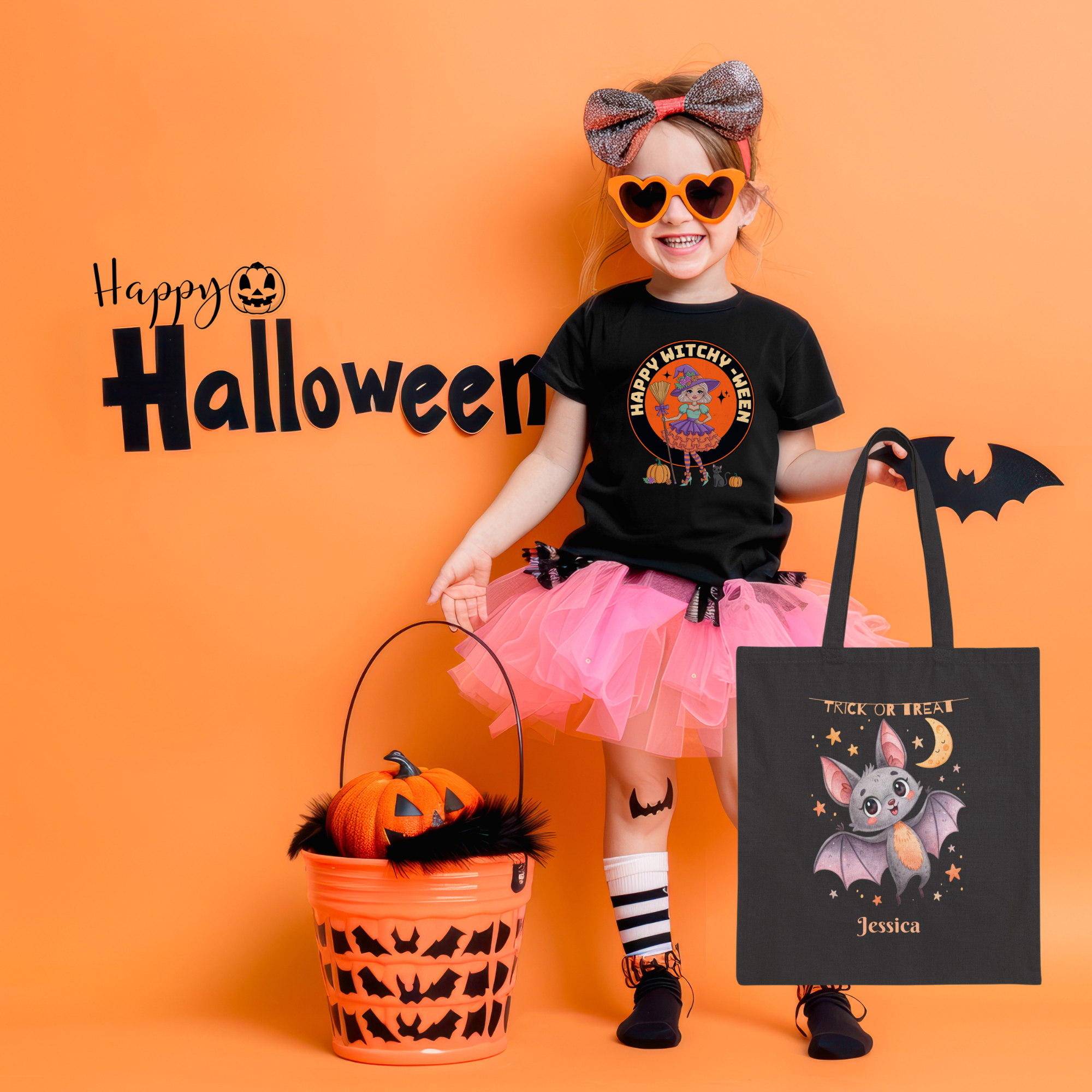 Halloween Bat Personalized Trick or Treat Bag