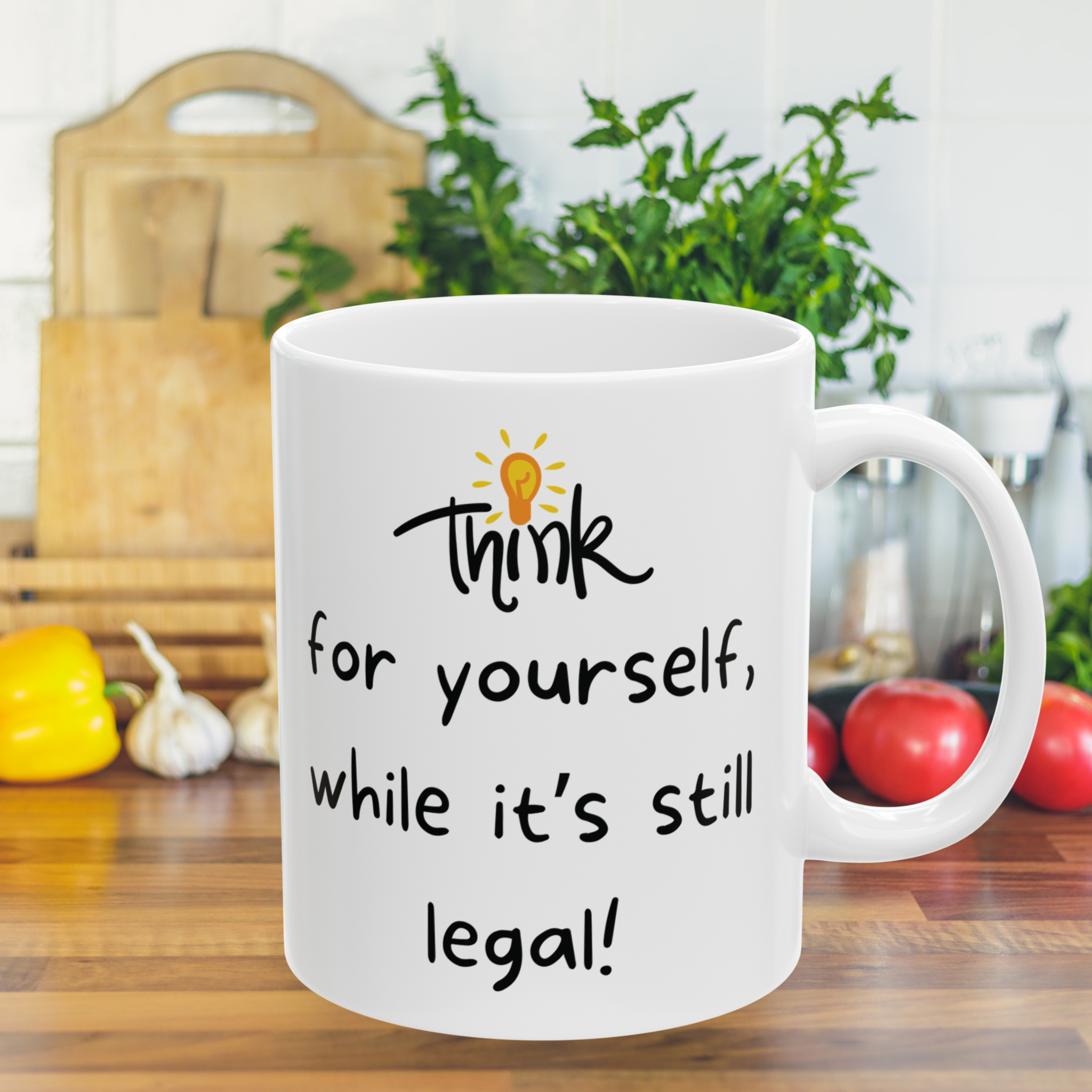 Think for yourself Ceramic Mug, (11oz) product thumbnail image Think for yourself Ceramic Mug, (11oz) product thumbnail image