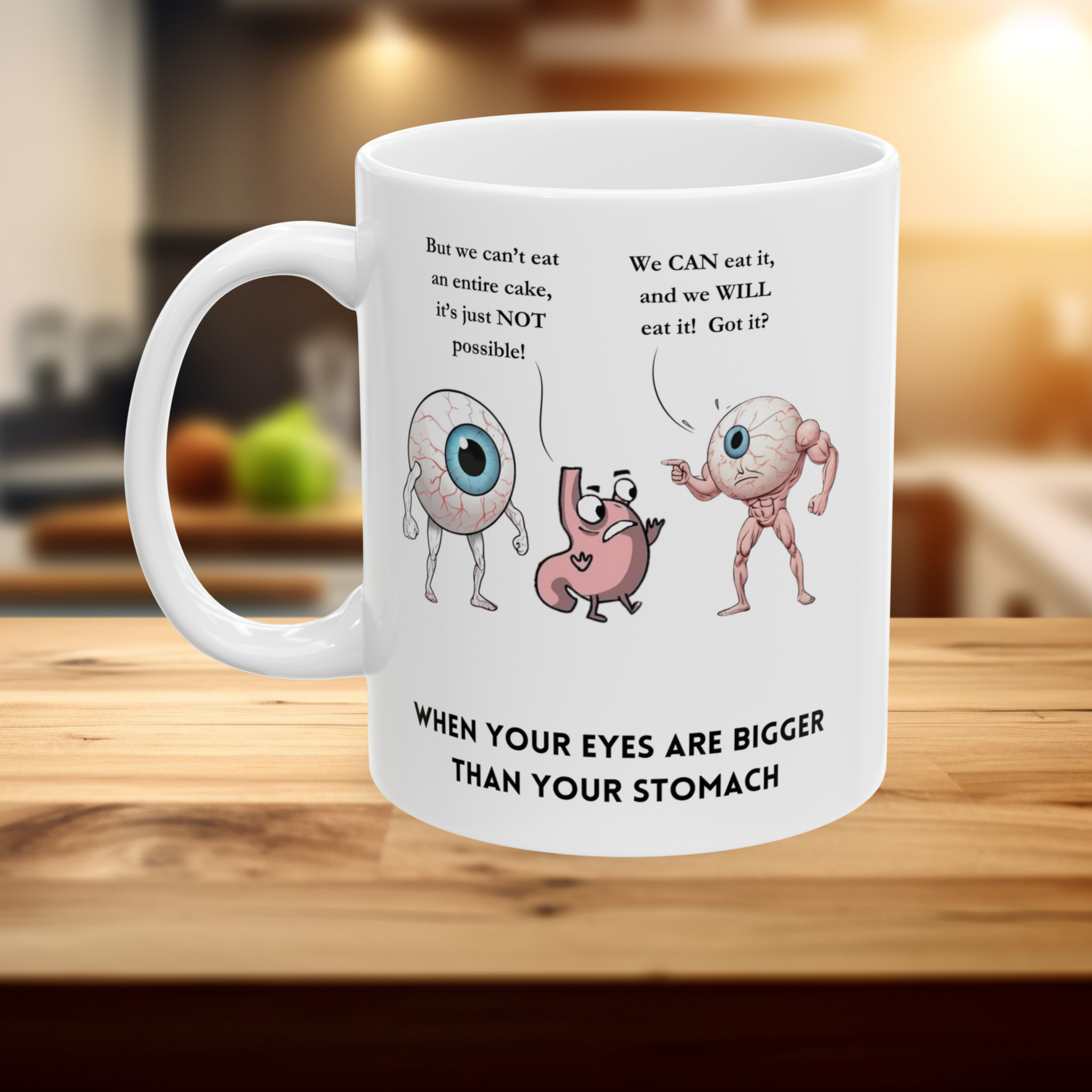 "Eyes vs. Stomach: The Ultimate Showdown" Mug—A Tragedy in Ceramic  product thumbnail image