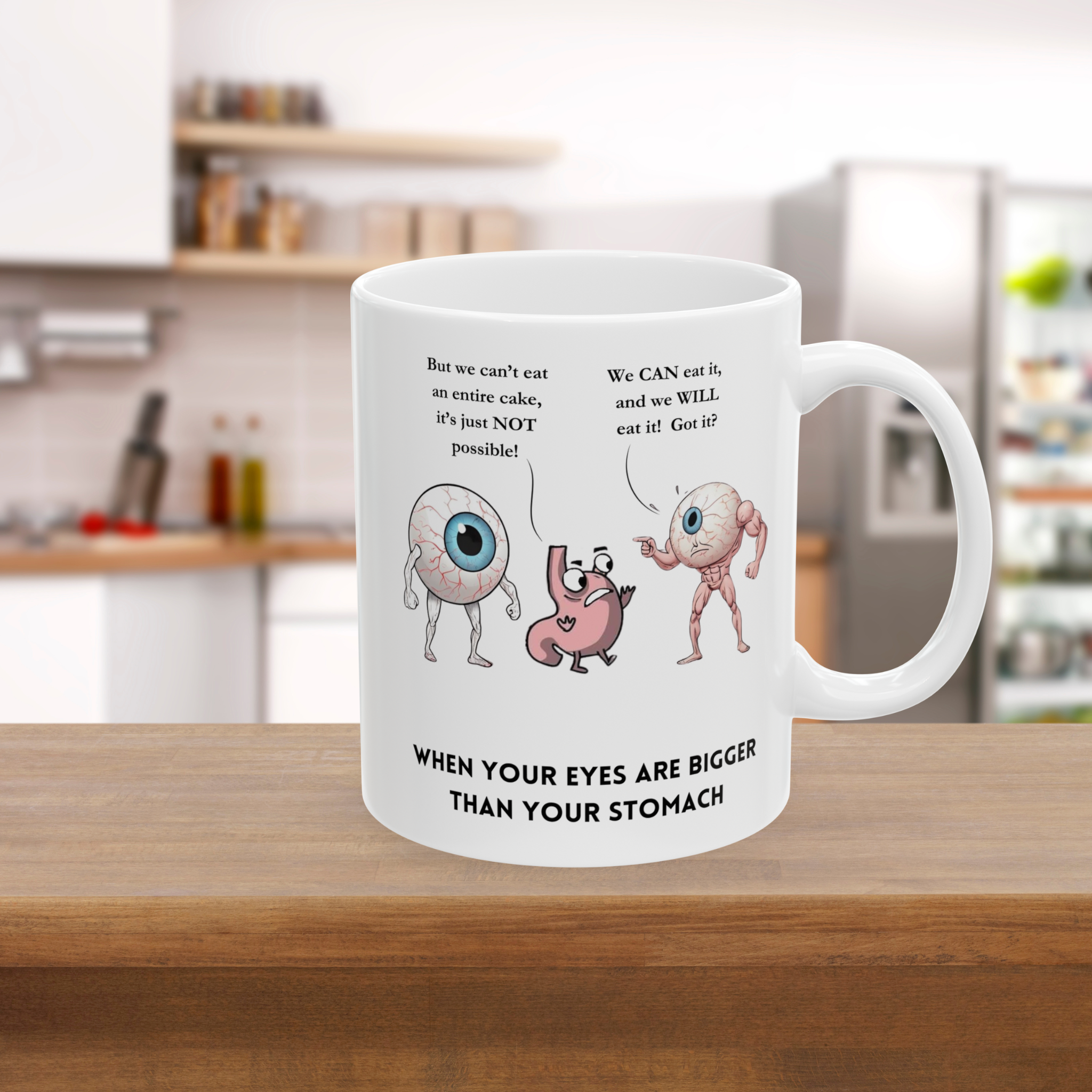 "Eyes vs. Stomach: The Ultimate Showdown" Mug—A Tragedy in Ceramic  product thumbnail image