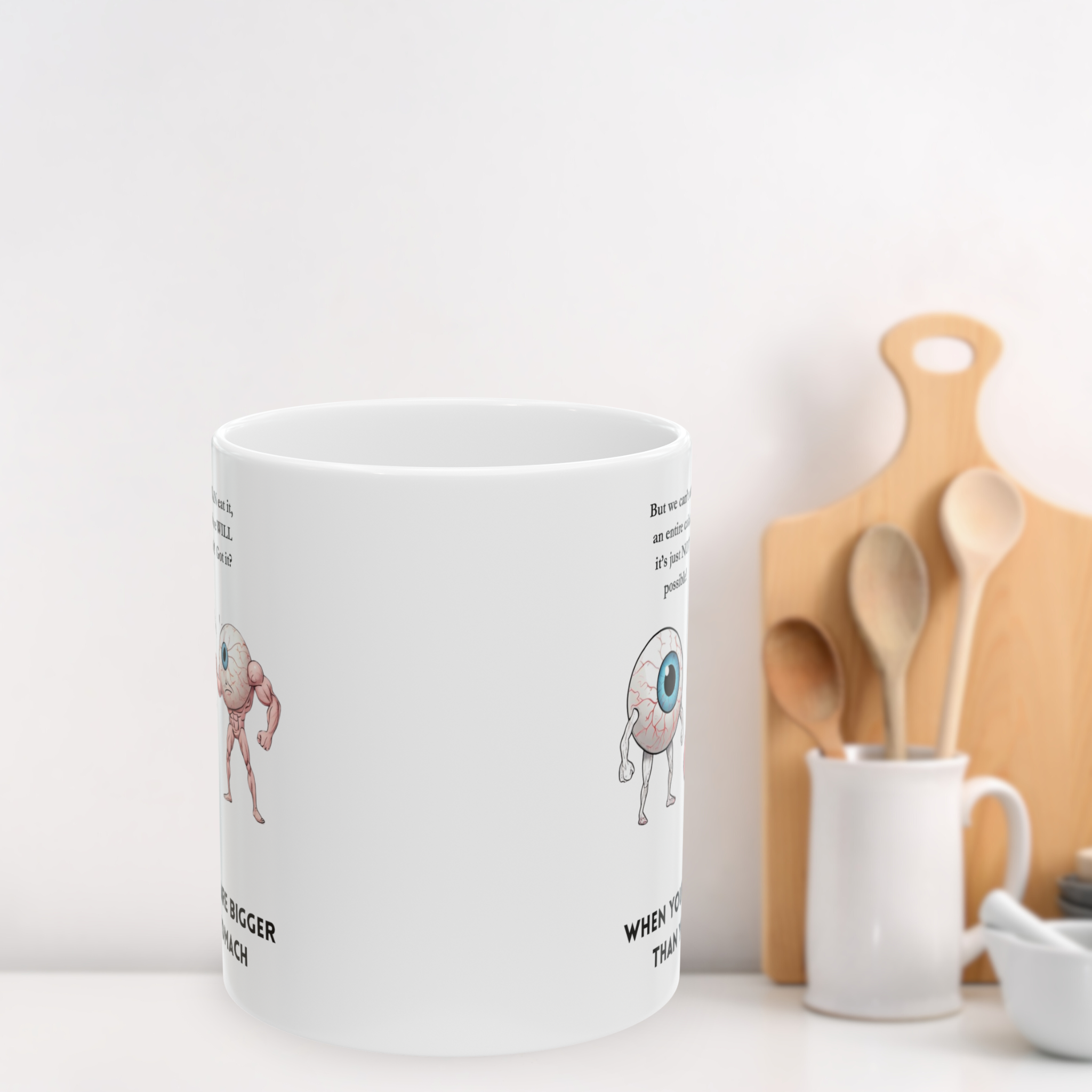 "Eyes vs. Stomach: The Ultimate Showdown" Mug—A Tragedy in Ceramic product thumbnail image "Eyes vs. Stomach: The Ultimate Showdown" Mug—A Tragedy in Ceramic product thumbnail image