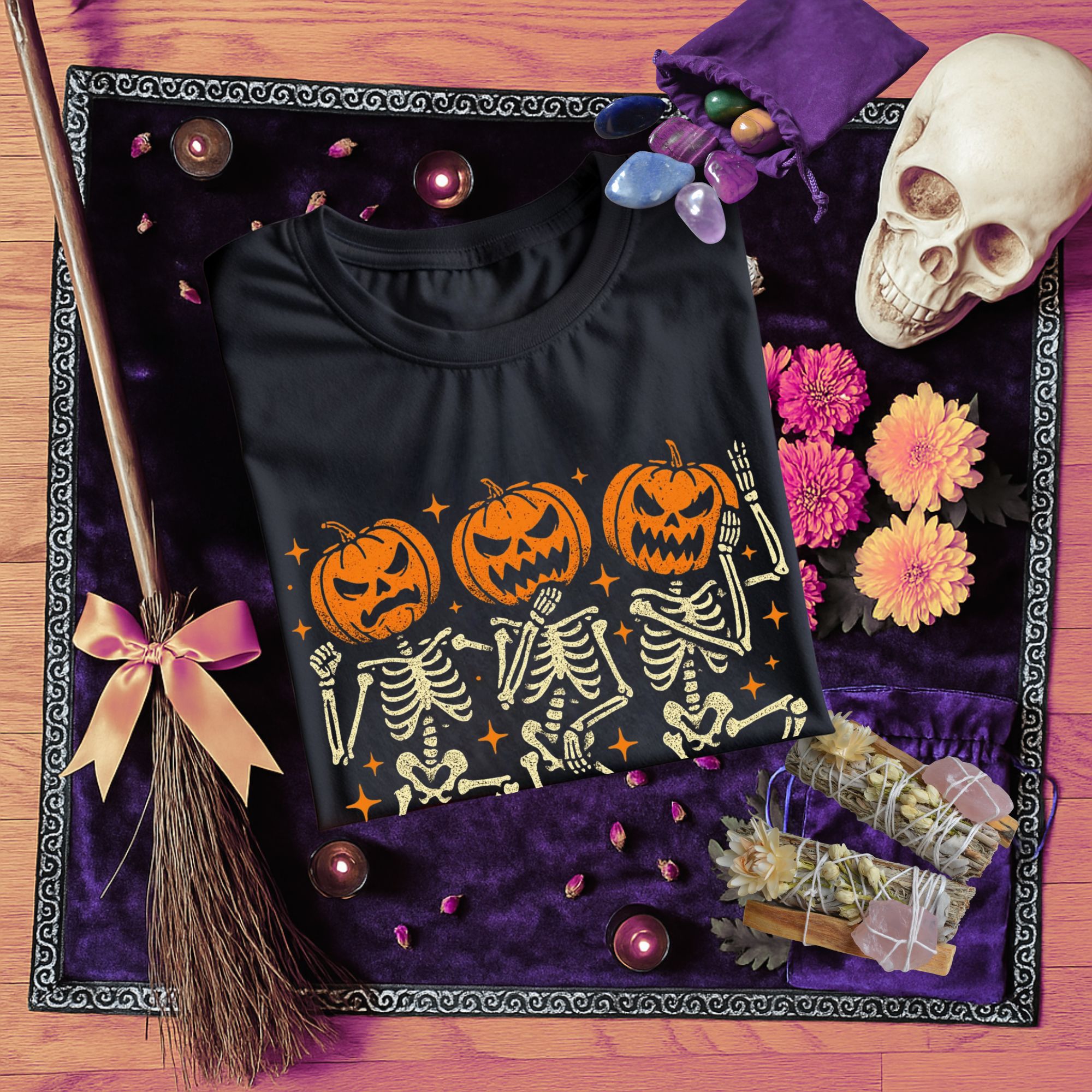 Dancing Pumpkin Skeletons T-shirt product thumbnail image