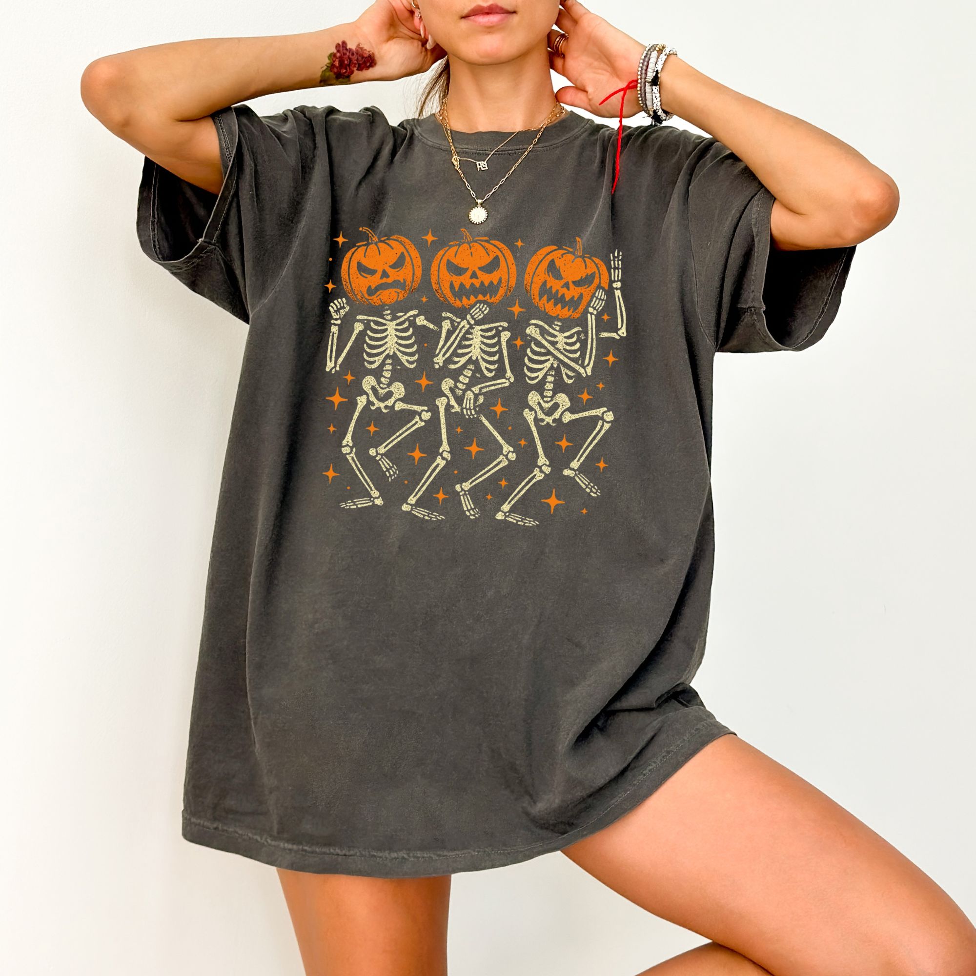 Dancing Pumpkin Skeletons T-shirt product thumbnail image