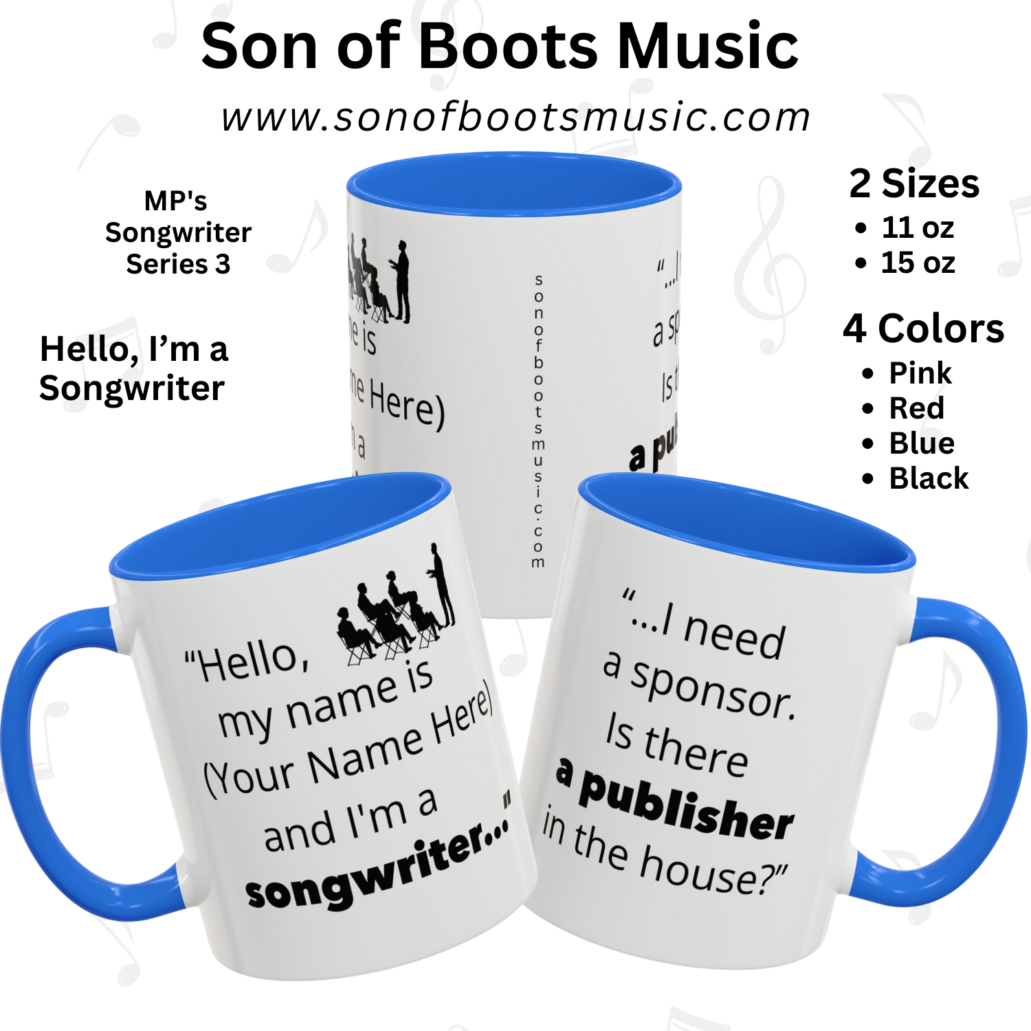 MP's Songwriter Series 3: The perfect gift for a songwriter. Don't be in denial. And don't be ashamed. This mug will let the world know you are indeed a member of SA. 