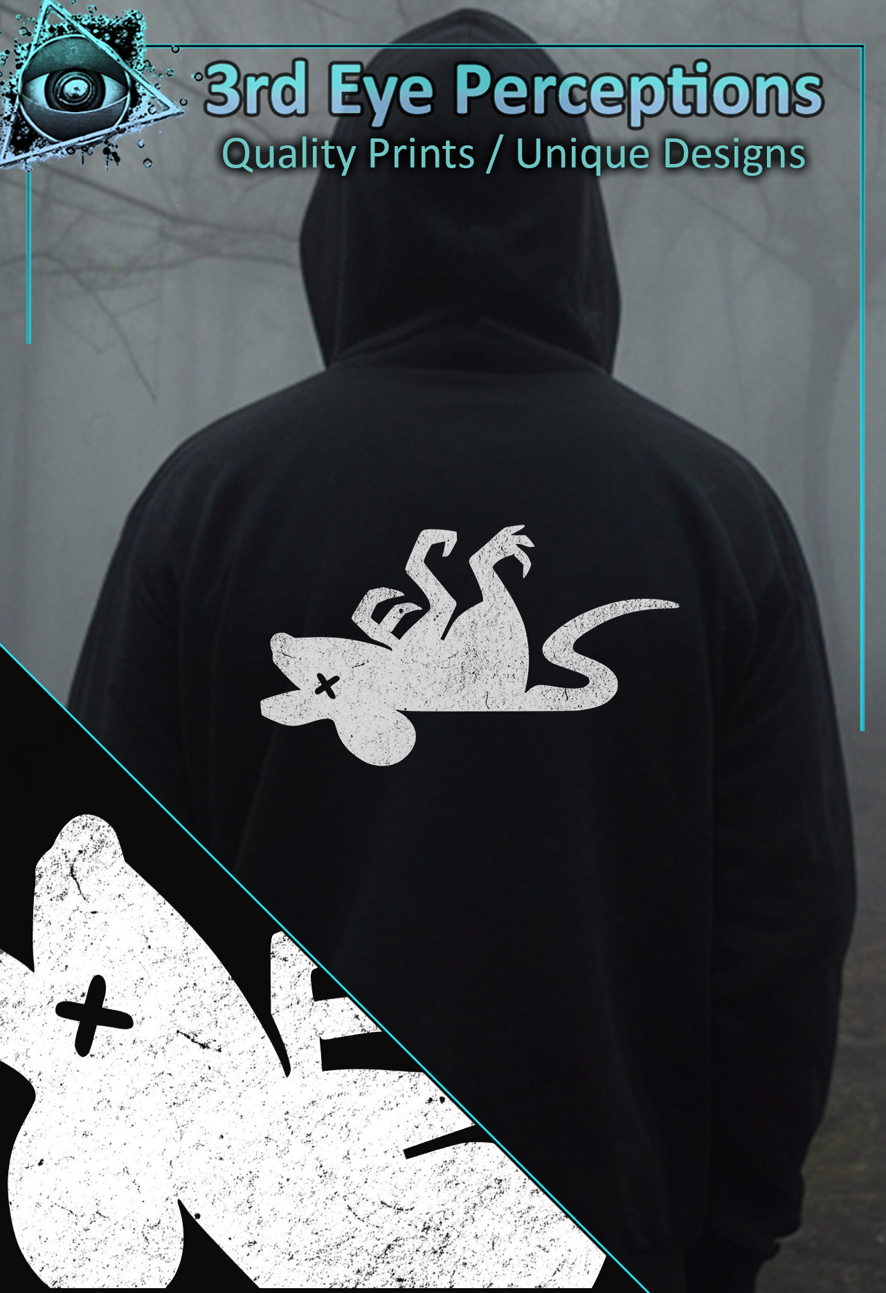 Vintage Gothic Dead Rat Graphic Dark Humor Back Print ( Unisex Heavy Blend™ Hooded )