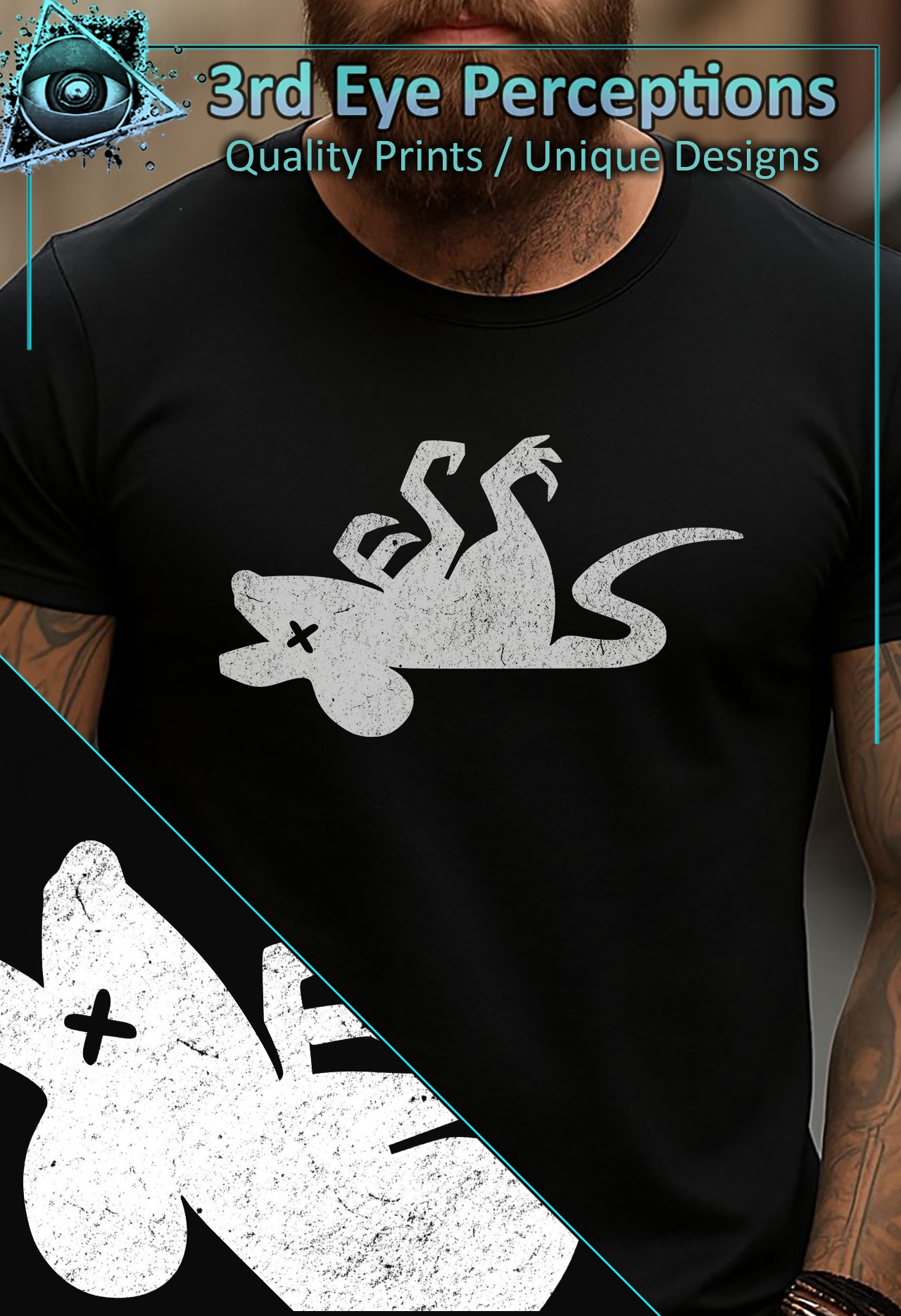 Vintage Gothic Dead Rat Graphic Dark Humor White