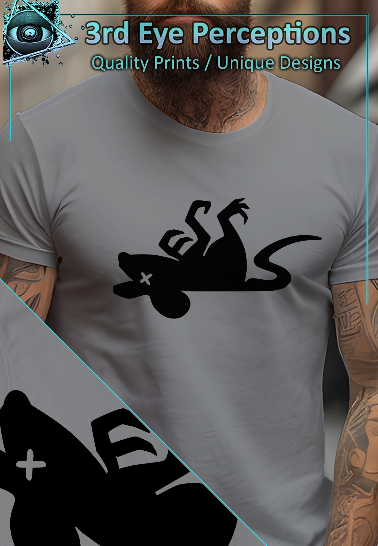 Vintage Gothic Dead Rat Graphic Dark Humor Black