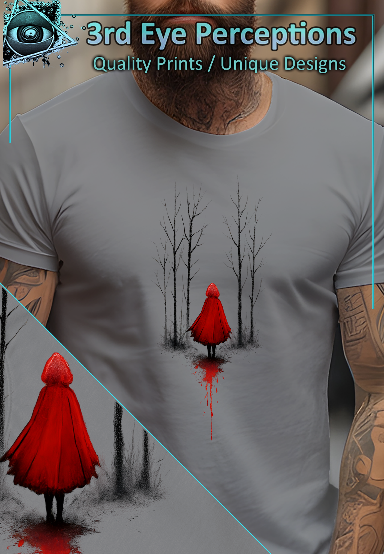 Vintage Dark Fairytale Riding Hood Haunted Forest