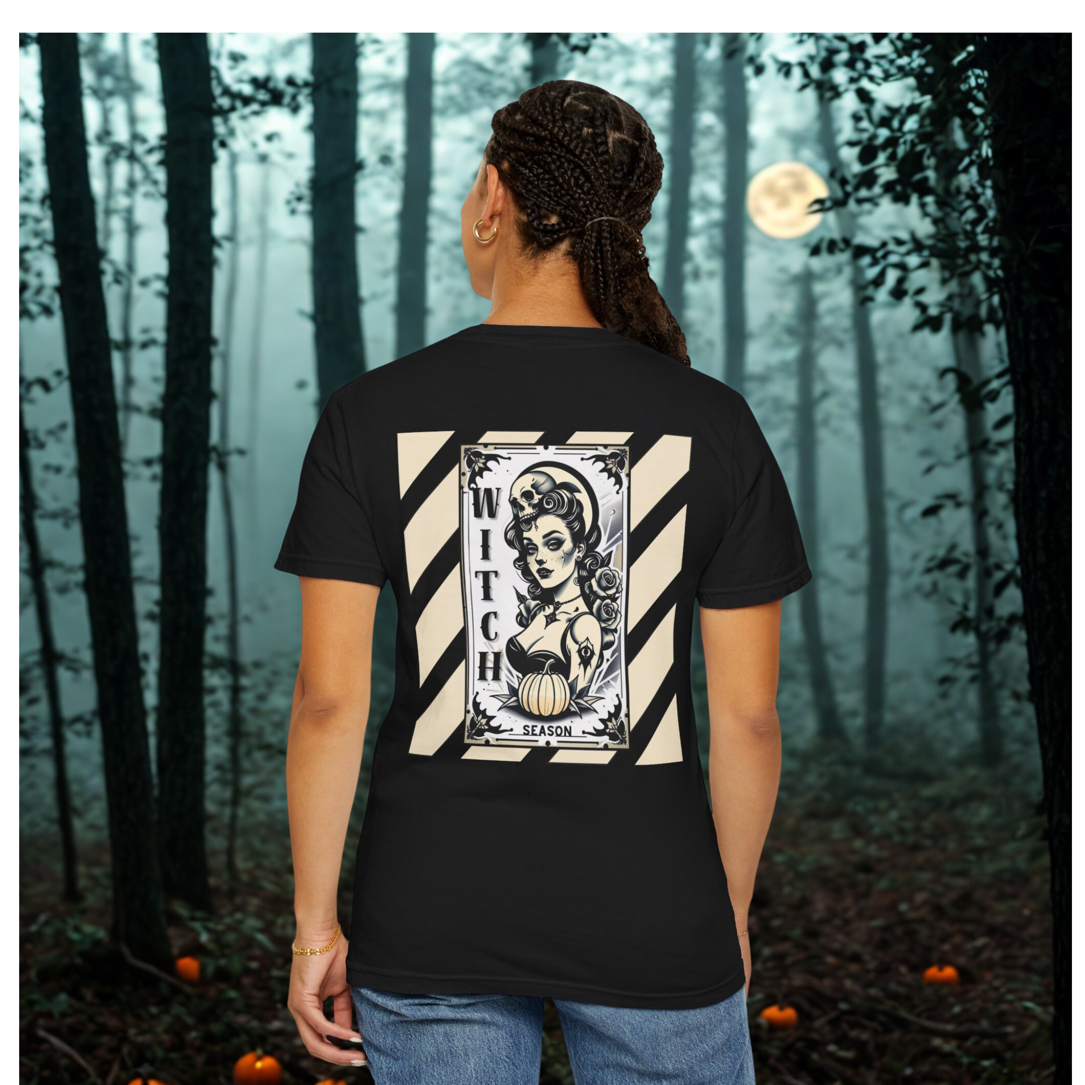 Witch Season Comfort Colors Shirt -Gothic Halloween Graphic Tee, Vintage Witchy Pin Up T Shirt, Spooky Fall Aesthetic Unisex Tee 
