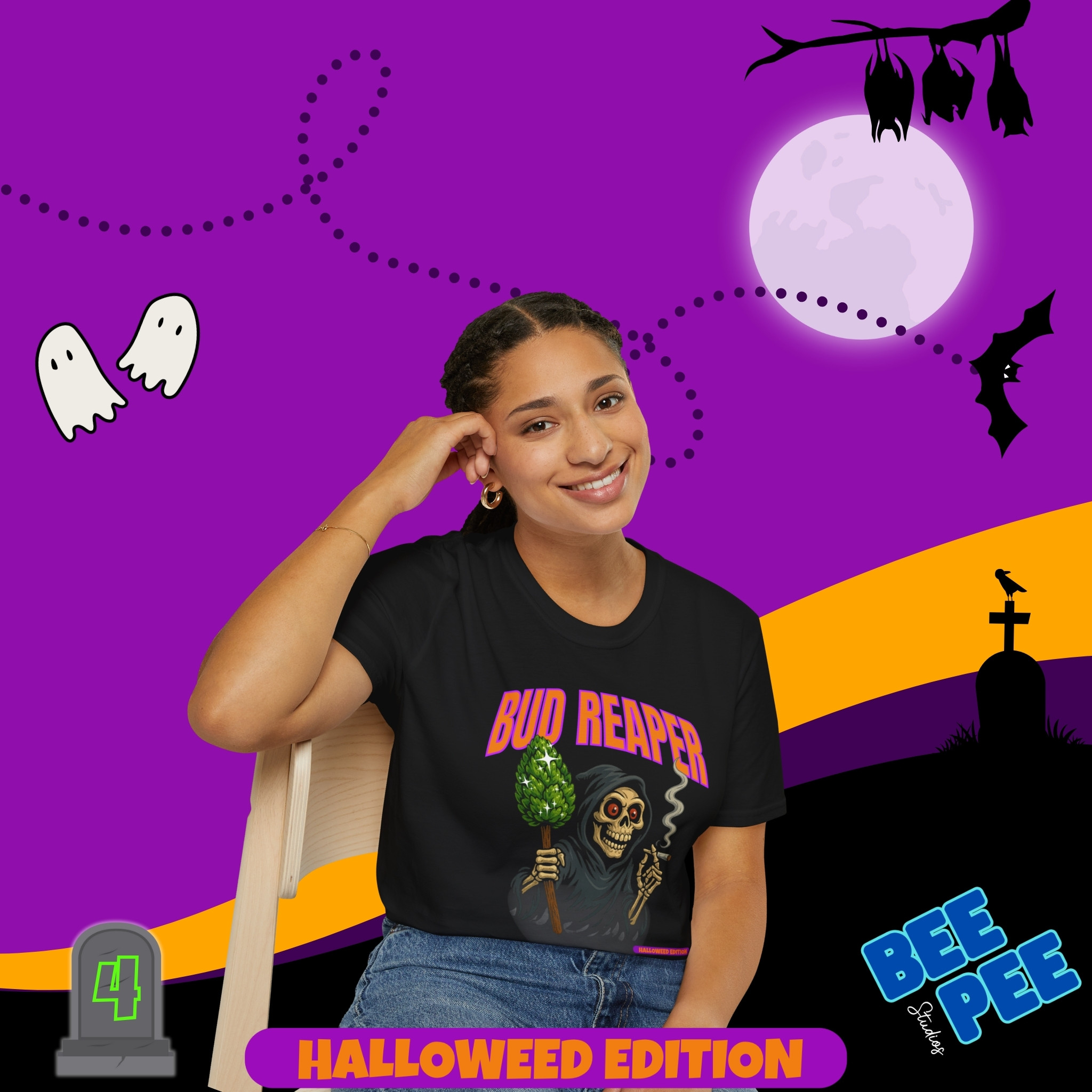  'Bud Reaper' Graphic, T-Shirt - 'Happy Halloweed' Edition #4  product thumbnail image