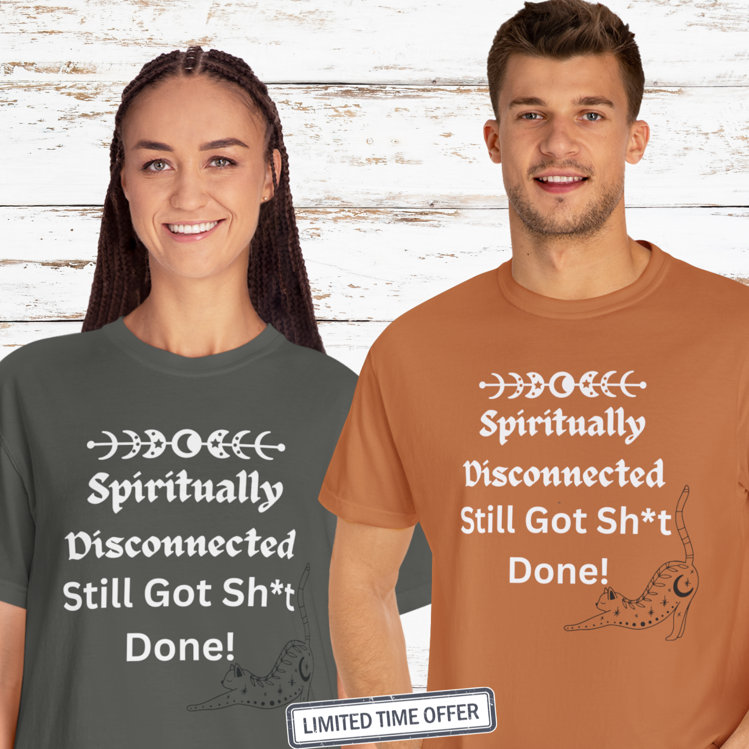 Spiritually Disconnected Cotton Comfy Graphic Tee Garment-Dyed Unisex Shirt by CarmaQuanTarot Funny Quote Custom Print Options product thumbnail image Spiritually Disconnected Cotton Comfy Graphic Tee Garment-Dyed Unisex Shirt by CarmaQuanTarot Funny Quote Custom Print Options product thumbnail image
