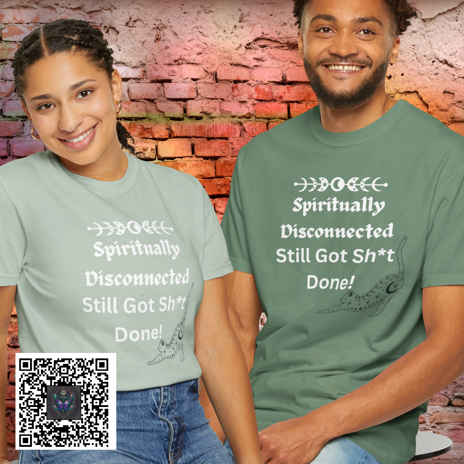 Spiritually Disconnected Cotton Comfy Graphic Tee Garment-Dyed Unisex Shirt by CarmaQuanTarot Funny Quote Custom Print Options product thumbnail image Spiritually Disconnected Cotton Comfy Graphic Tee Garment-Dyed Unisex Shirt by CarmaQuanTarot Funny Quote Custom Print Options product thumbnail image