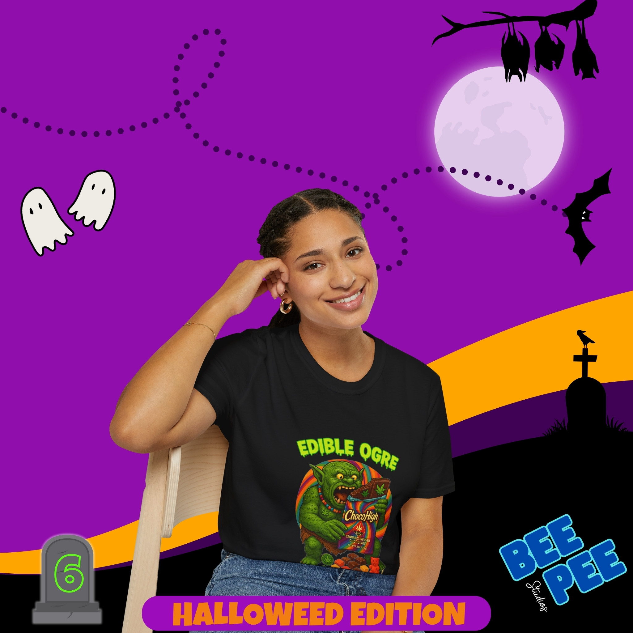 'Edible Ogre' Graphic, T-Shirt - 'Happy Halloweed Edition' #6 product thumbnail image 'Edible Ogre' Graphic, T-Shirt - 'Happy Halloweed Edition' #6 product thumbnail image