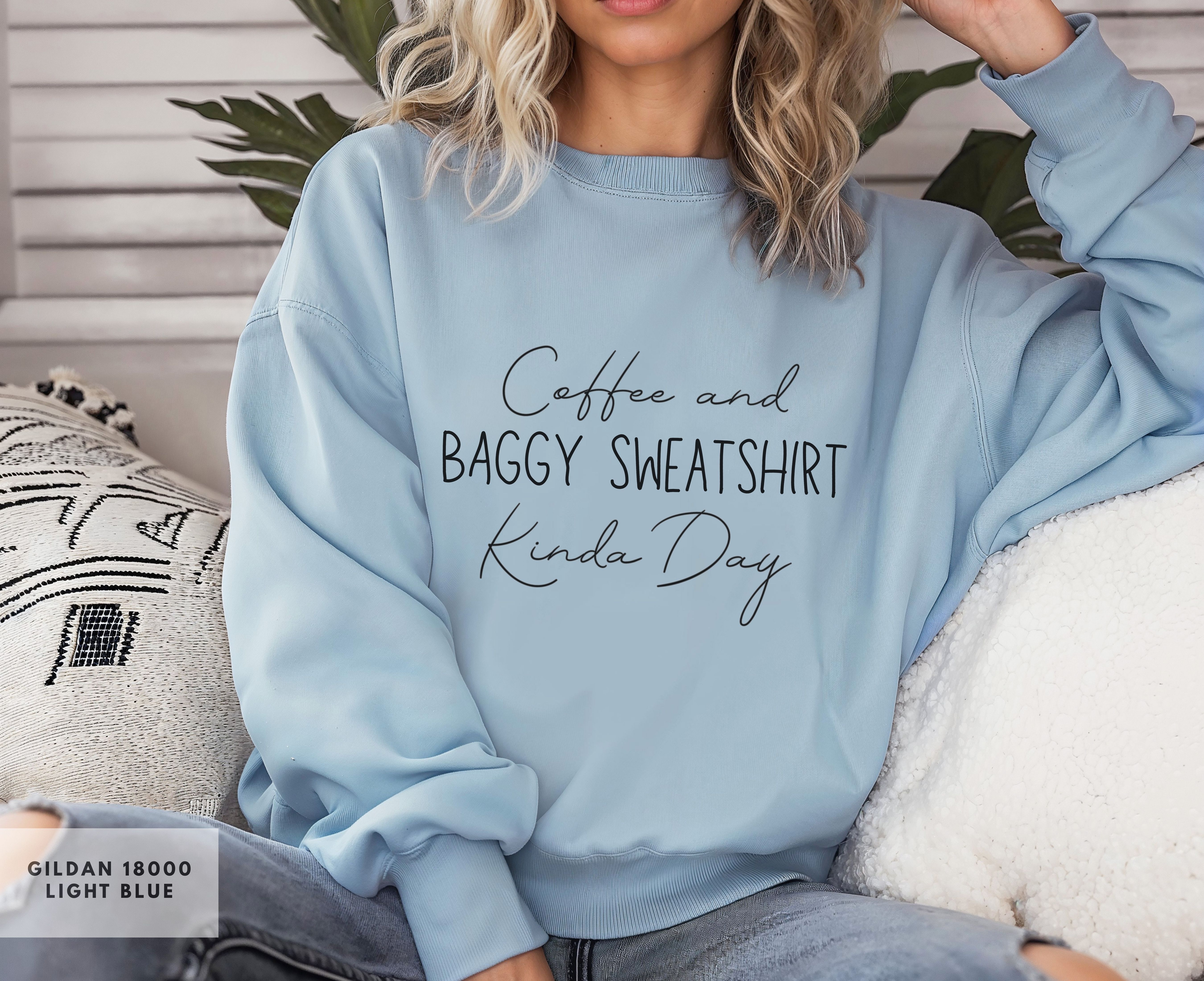 Coffee Baggy Fall sweatshirt, Minimalist Text Design, Gift for Her, Gift for Coffee Lovers, Teachers, students  product thumbnail image