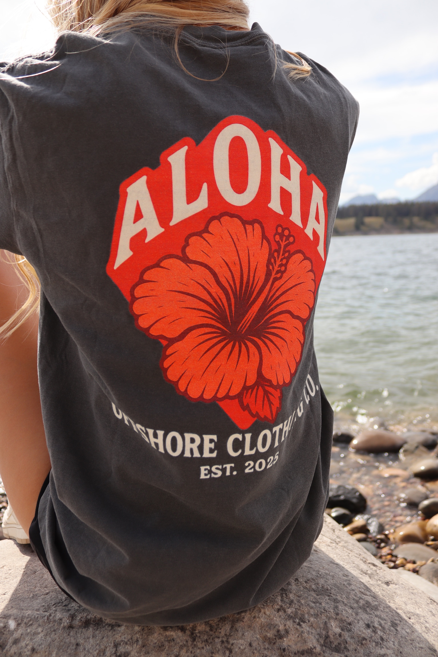 Offshore Clothing Co. Aloha Hibiscus Tee l Unisex Garment Dyed T-Shirt product thumbnail image