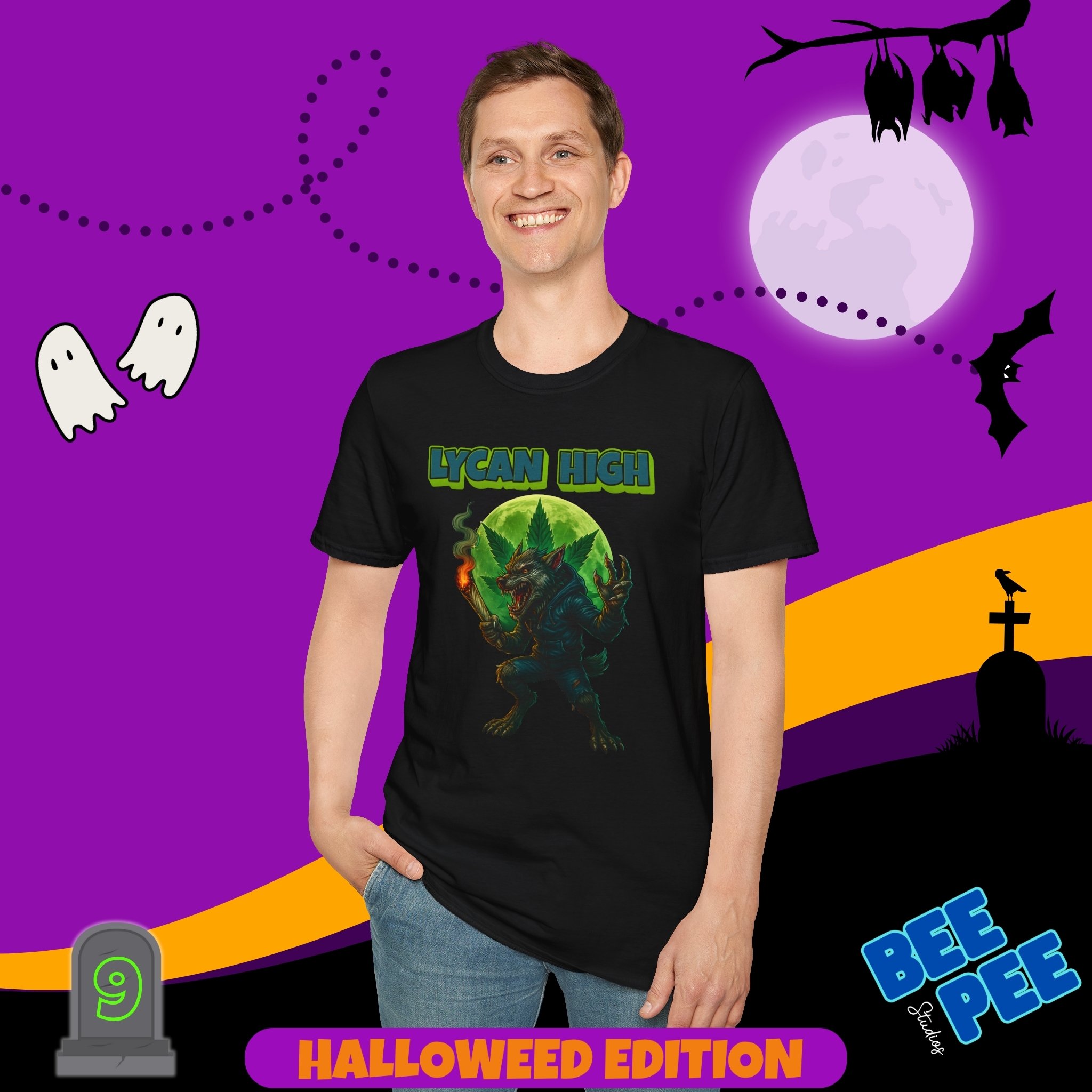 'Lycan-High' Graphic, T-Shirt - 'Happy Halloweed' Edition #9 product thumbnail image 'Lycan-High' Graphic, T-Shirt - 'Happy Halloweed' Edition #9 product thumbnail image
