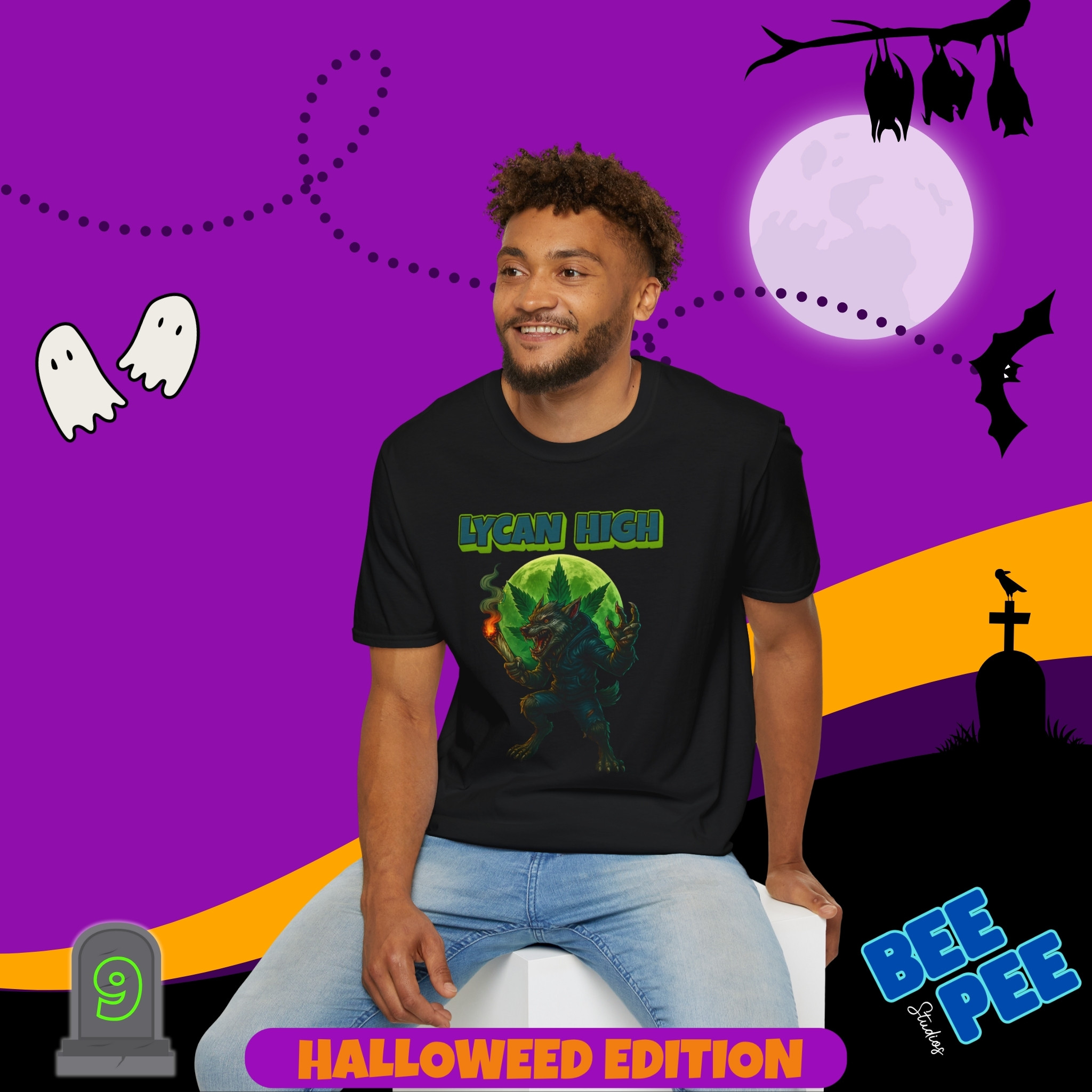 'Lycan-High' Graphic, T-Shirt - 'Happy Halloweed' Edition #9 product thumbnail image 'Lycan-High' Graphic, T-Shirt - 'Happy Halloweed' Edition #9 product thumbnail image