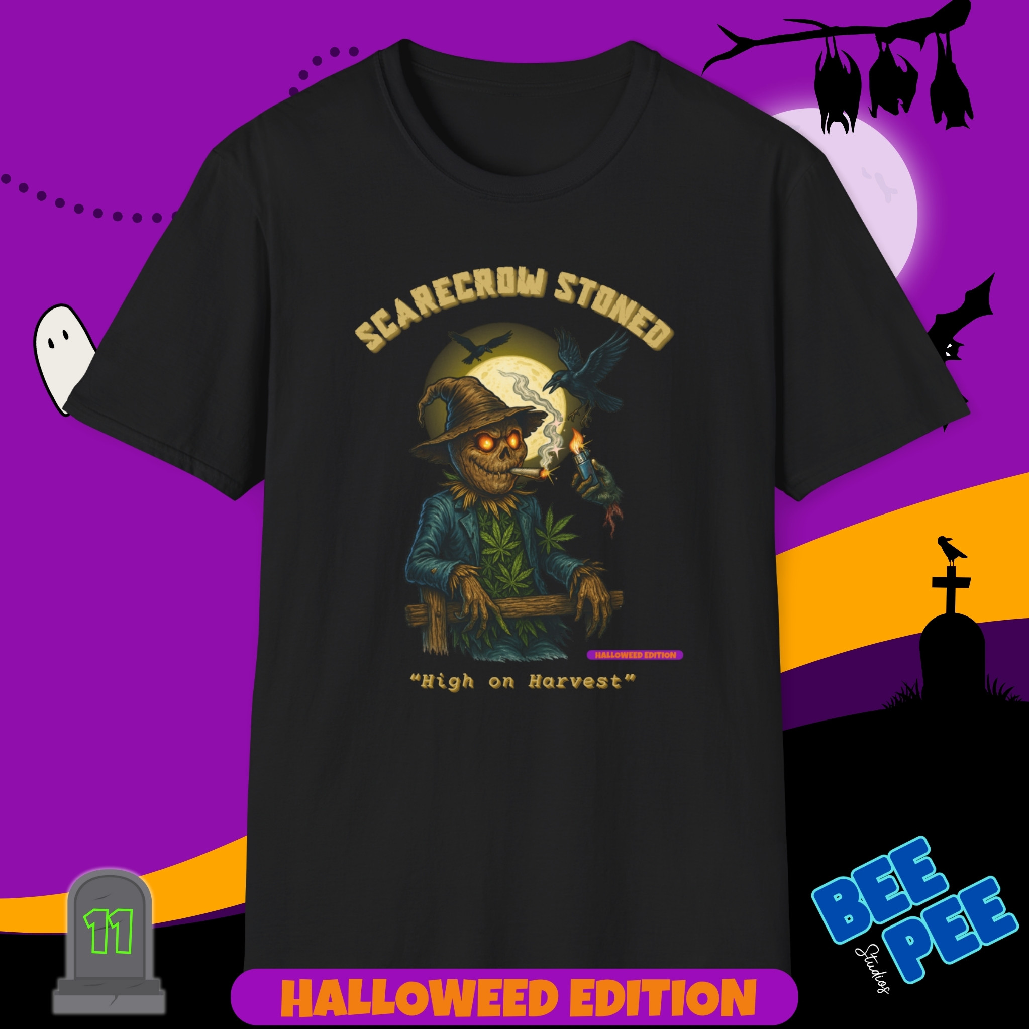 'Scarecrow Stoned' Graphic, T-Shirt - 'Happy Halloweed Edition' #11