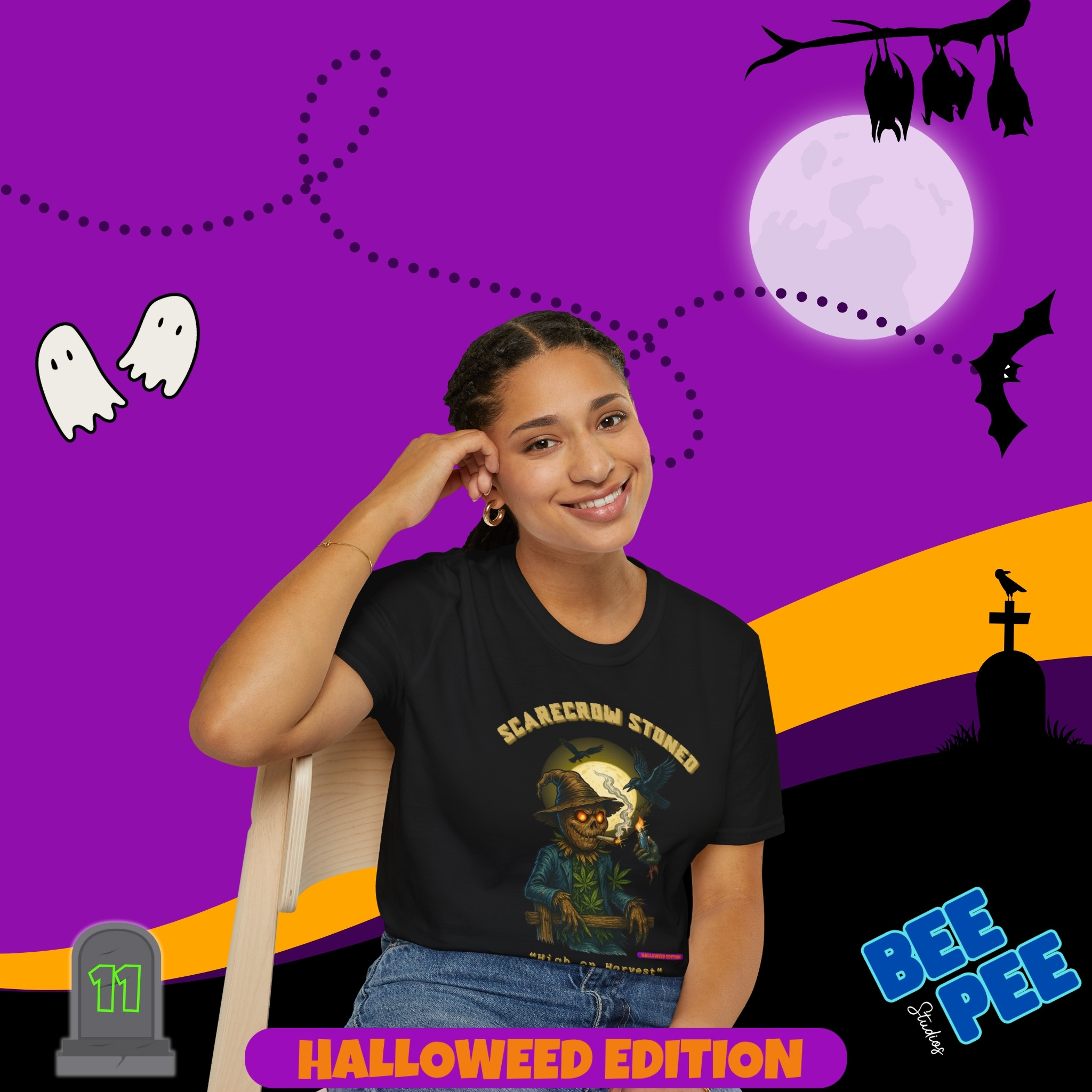 'Scarecrow Stoned' Graphic, T-Shirt - 'Happy Halloweed Edition' #11 product thumbnail image 'Scarecrow Stoned' Graphic, T-Shirt - 'Happy Halloweed Edition' #11 product thumbnail image