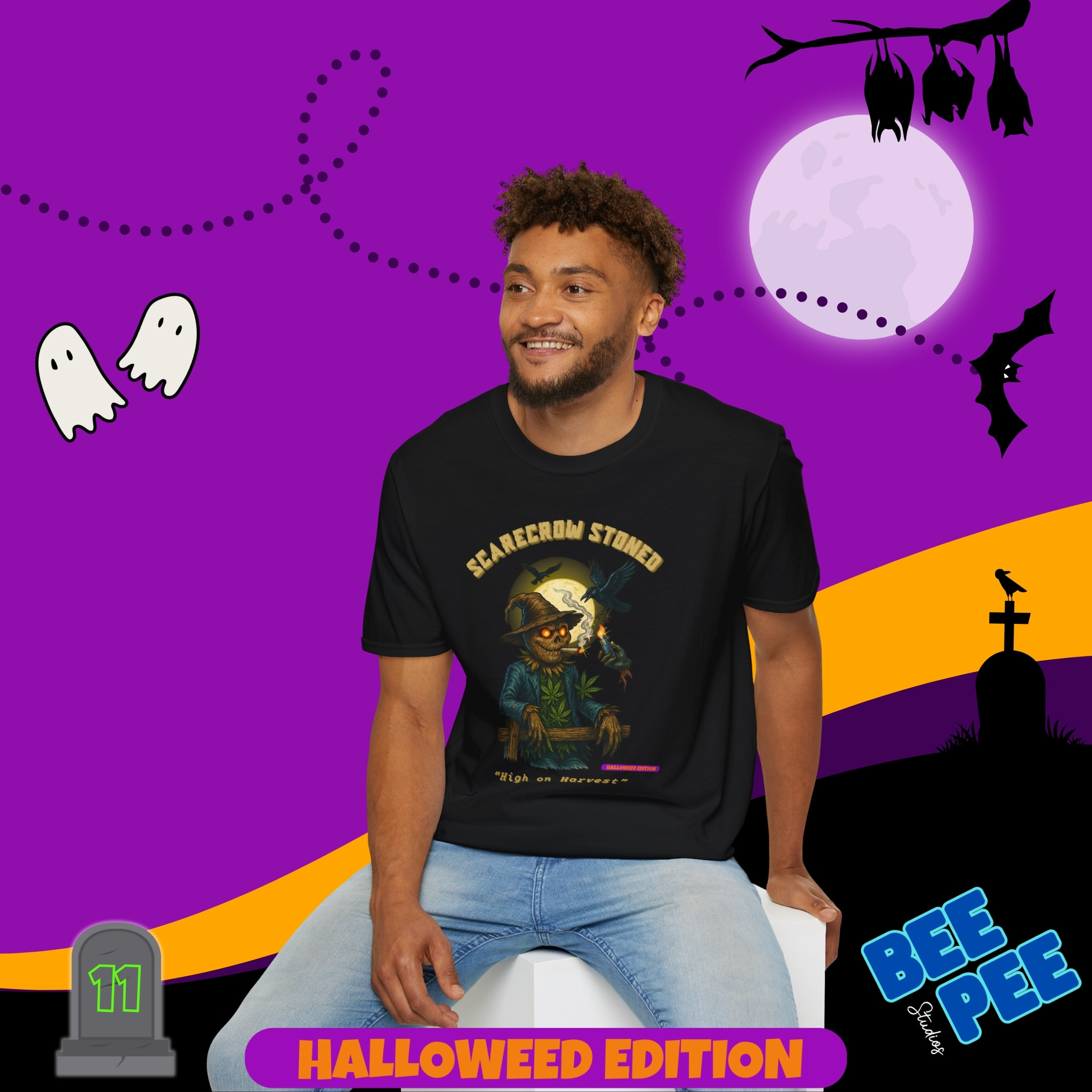 'Scarecrow Stoned' Graphic, T-Shirt - 'Happy Halloweed Edition' #11 product thumbnail image 'Scarecrow Stoned' Graphic, T-Shirt - 'Happy Halloweed Edition' #11 product thumbnail image