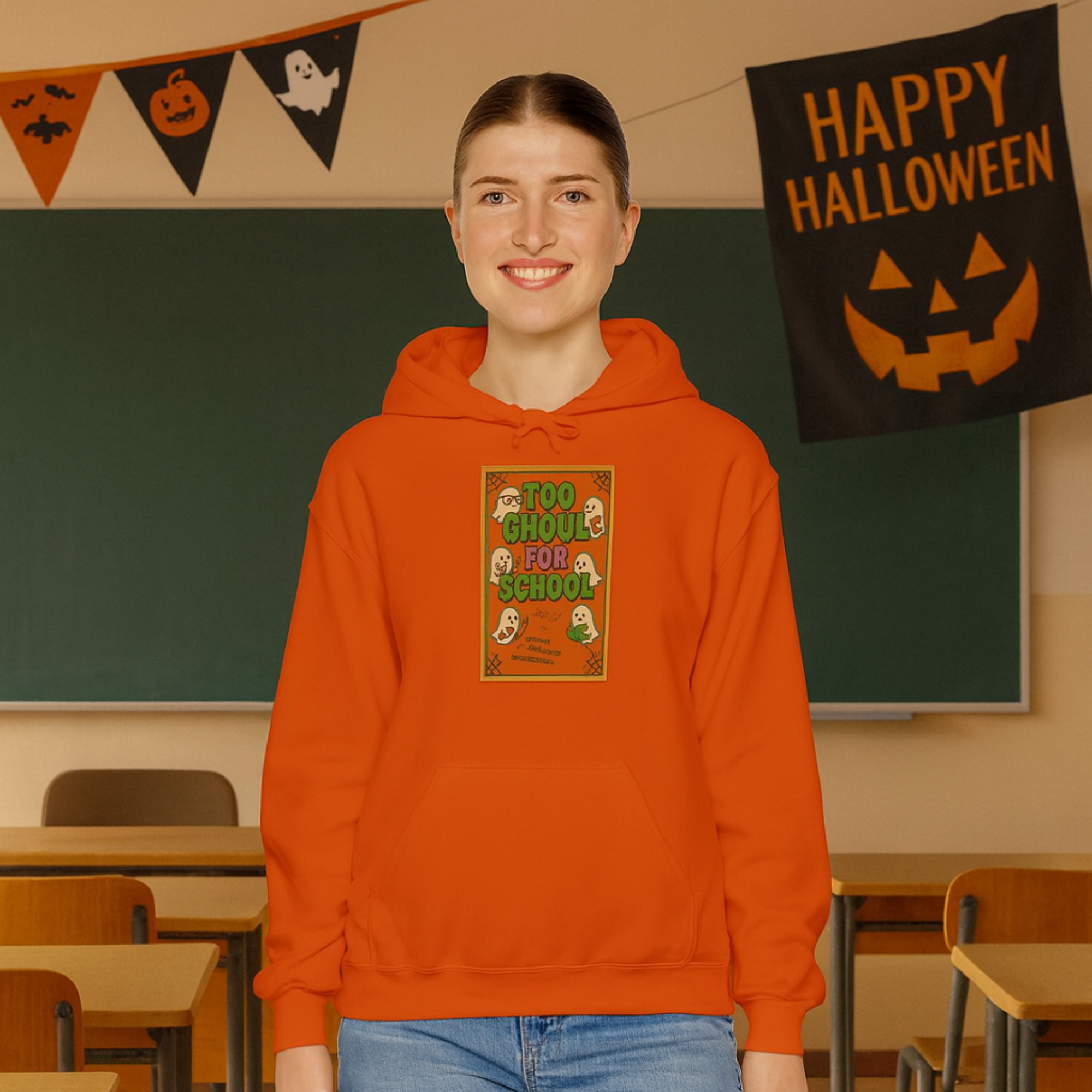 Too Ghoul for School Halloween Hoodie | Cute Ghost Sweatshirt | Spooky Season Unisex Hoodie product thumbnail image Too Ghoul for School Halloween Hoodie | Cute Ghost Sweatshirt | Spooky Season Unisex Hoodie product thumbnail image
