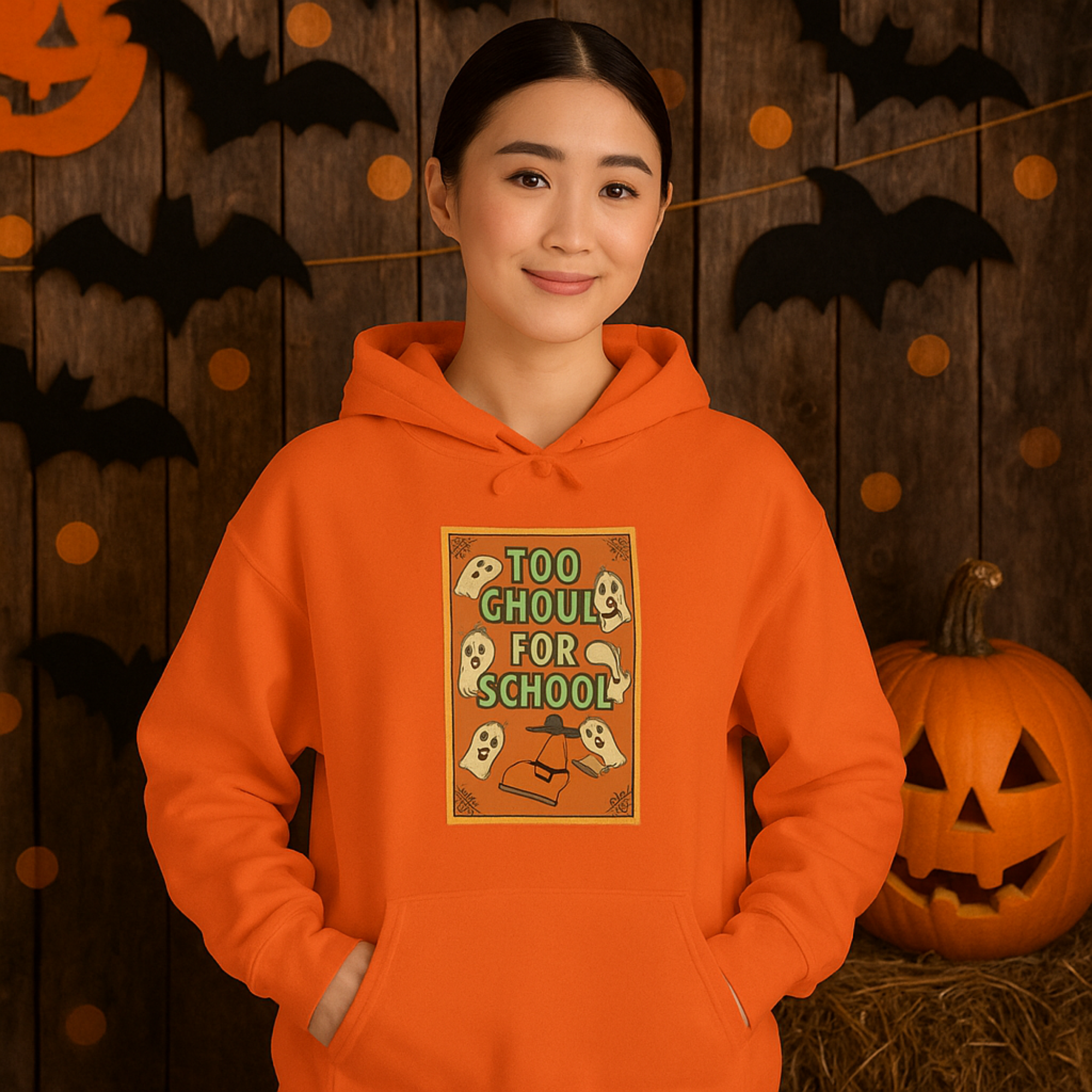 Too Ghoul for School Halloween Hoodie | Cute Ghost Sweatshirt | Spooky Season Unisex Hoodie product thumbnail image Too Ghoul for School Halloween Hoodie | Cute Ghost Sweatshirt | Spooky Season Unisex Hoodie product thumbnail image