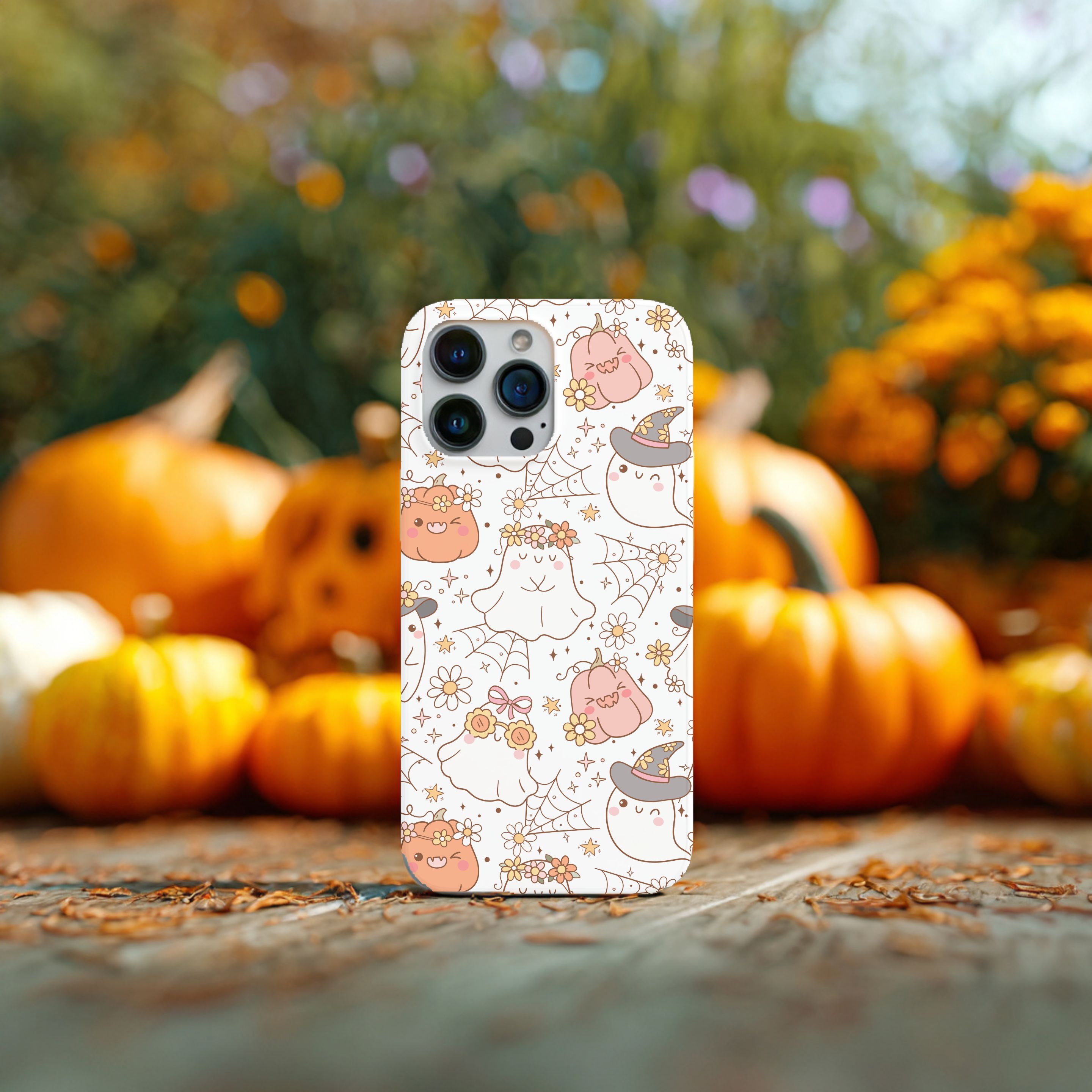 Sweet Boho Pumpkins and Ghosts with Daisy Crowns Phone Case, Multiple Varieties Available, Fall Aesthetic, Gift for Her for Fall, Autumn Accessories product thumbnail image Sweet Boho Pumpkins and Ghosts with Daisy Crowns Phone Case, Multiple Varieties Available, Fall Aesthetic, Gift for Her for Fall, Autumn Accessories product thumbnail image