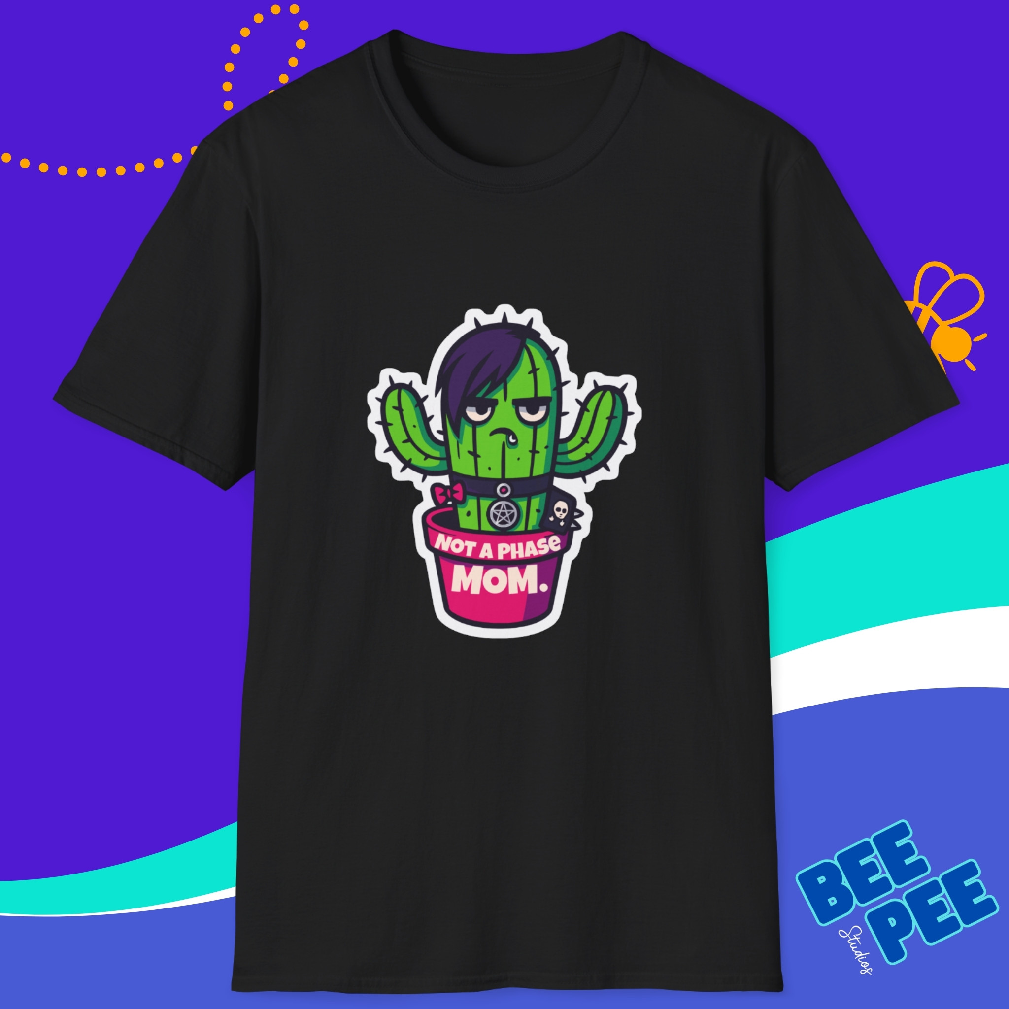 Cactus Sticker T-Shirt - 'Not A Phase MOM' Design