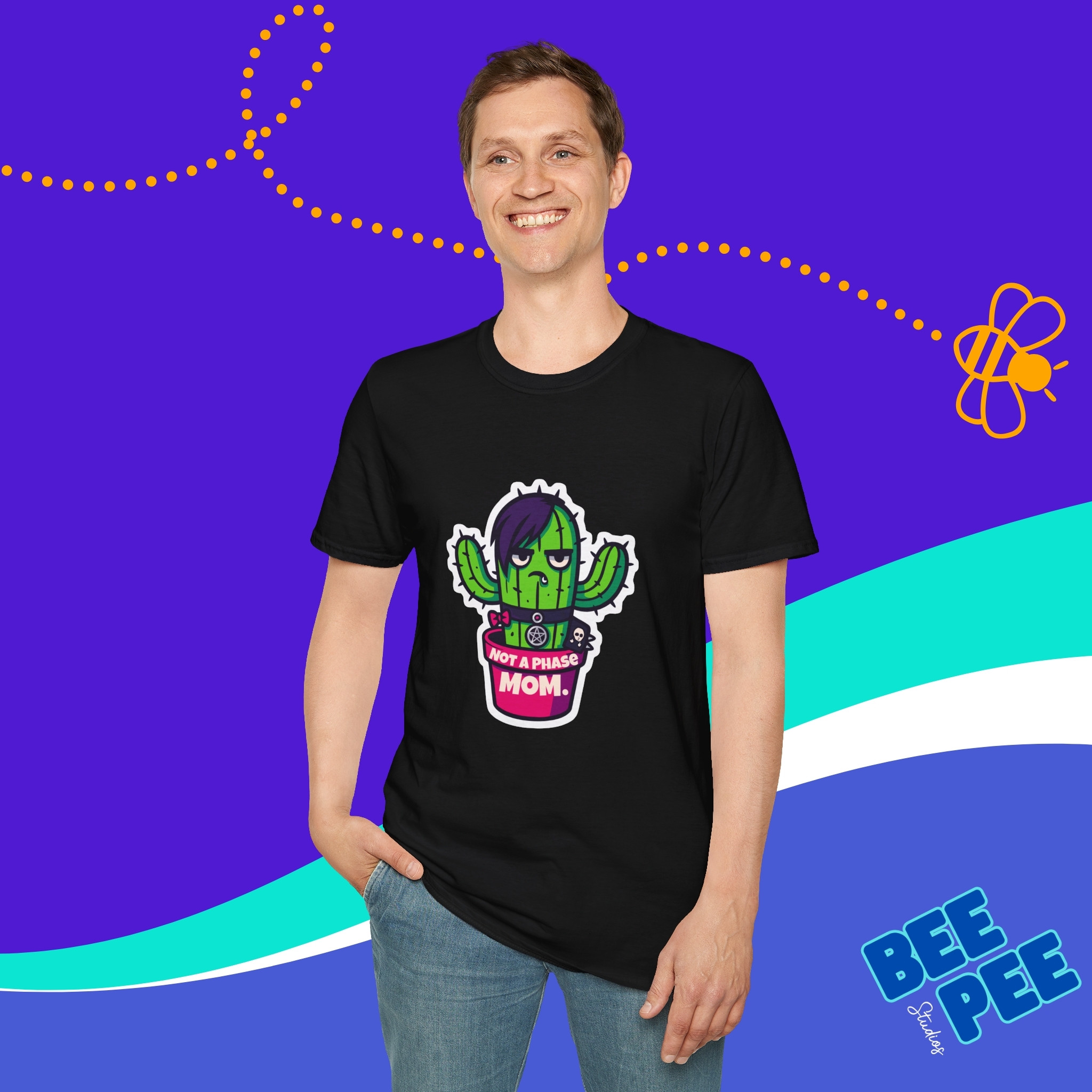 Cactus Sticker T-Shirt - 'Not A Phase MOM' Design product thumbnail image