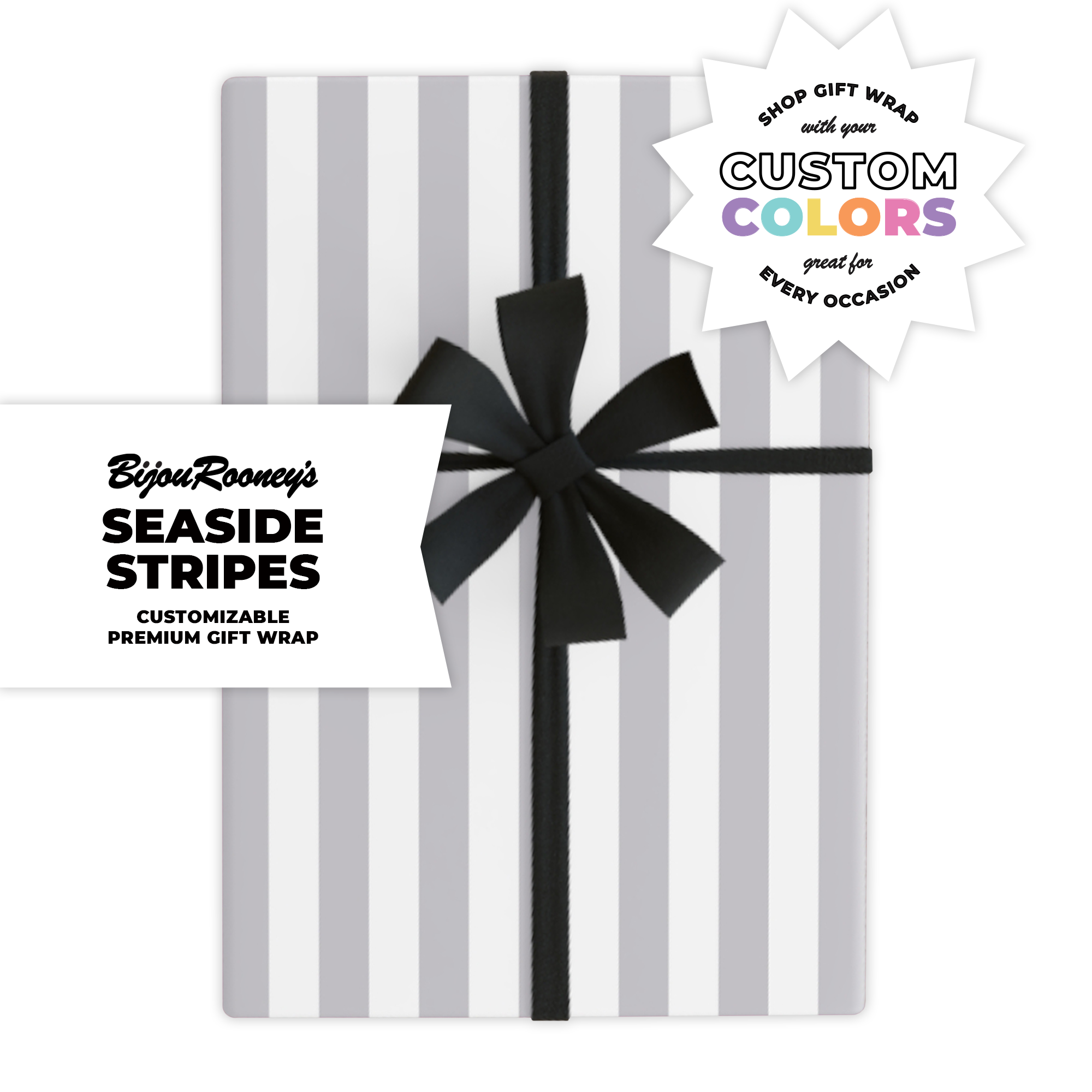 Seaside Stripes Gift Wrap in Your Custom Color