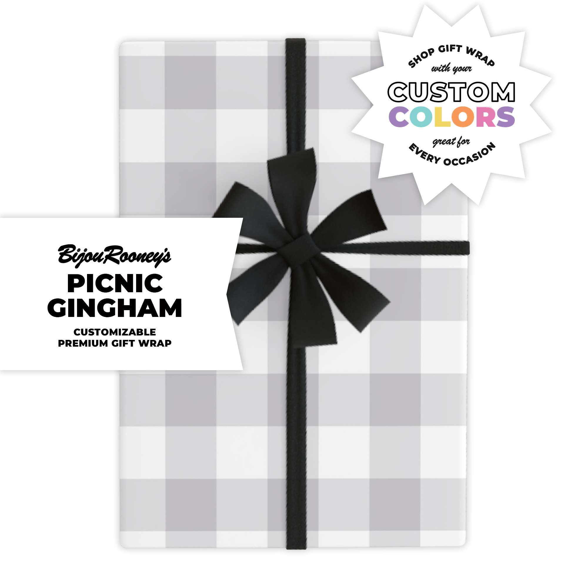 Picnic Gingham Gift Wrap in Your Custom Color Picnic Gingham Gift Wrap in Your Custom Color