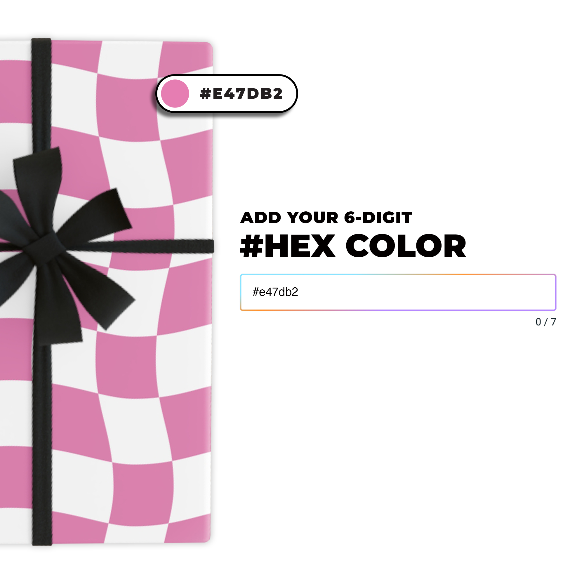 Psychedelic Check Gift Wrap in Your Custom Color product thumbnail image