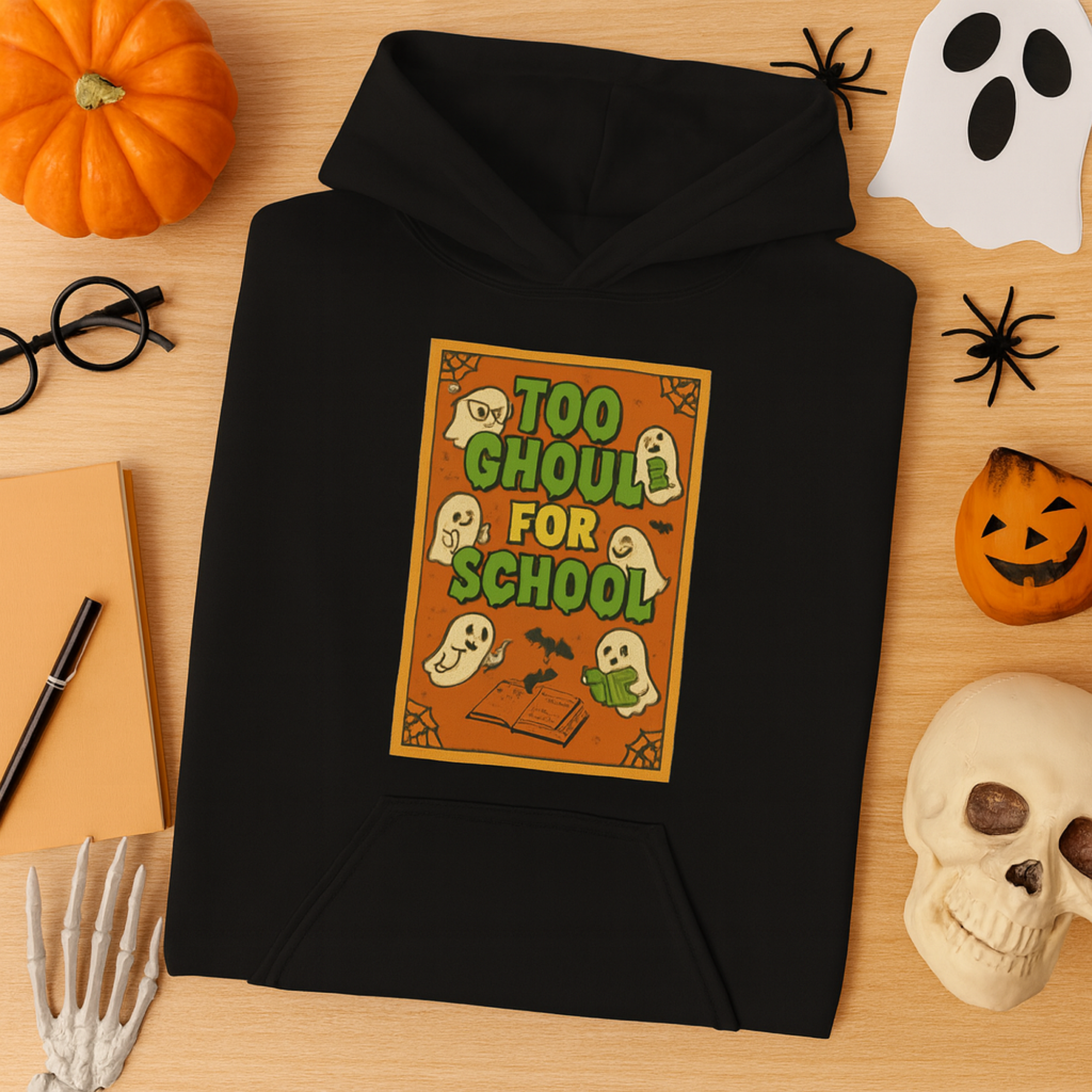 Youth Halloween Hoodie Too Ghoul for School Kids Sweatshirt | Spooky Fall Back to School Clothing product thumbnail image Youth Halloween Hoodie Too Ghoul for School Kids Sweatshirt | Spooky Fall Back to School Clothing product thumbnail image